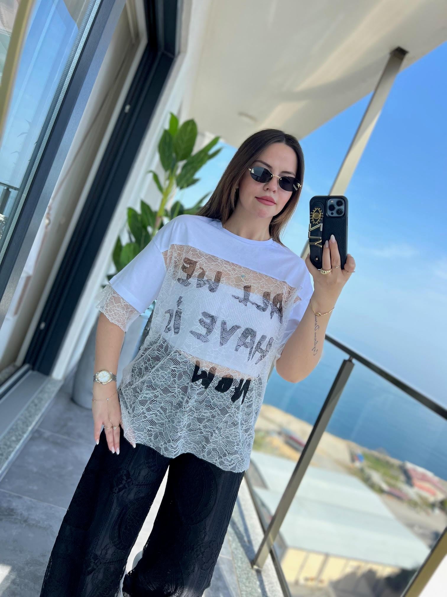 0298 Dantel Tshirt BEYAZ