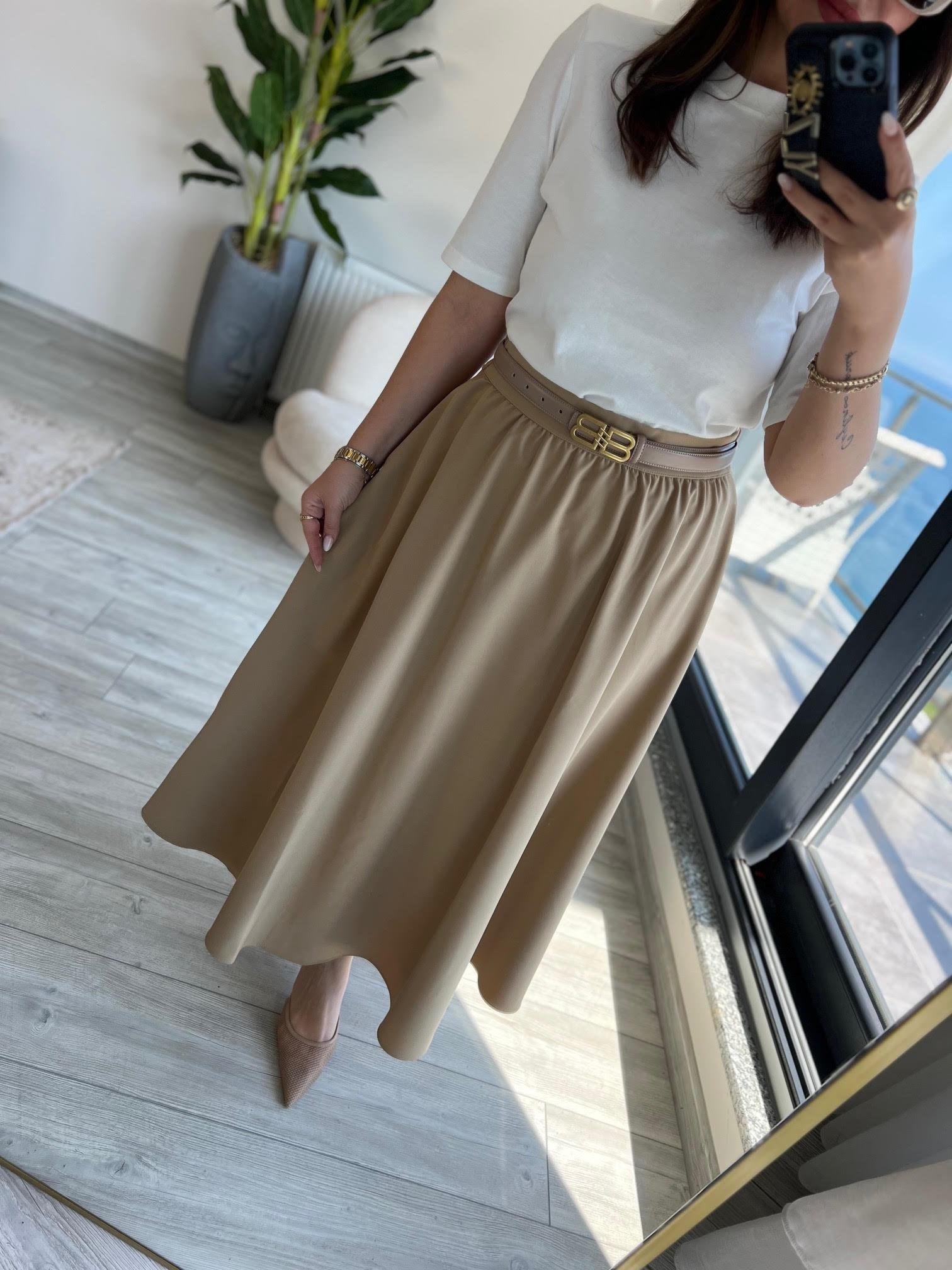 0319 Volanlı Etek BEJ