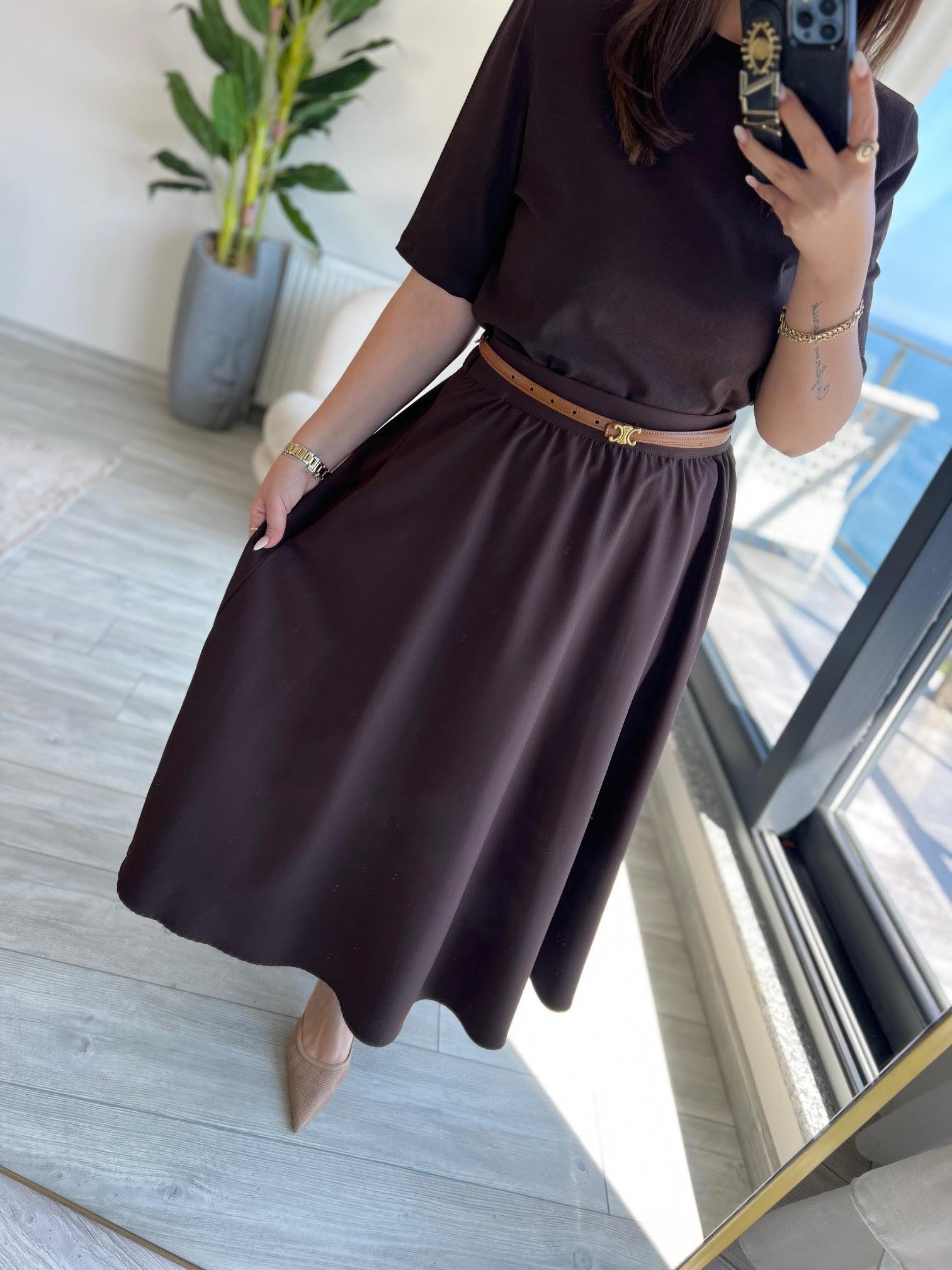 0319 Volanlı Etek KAHVE