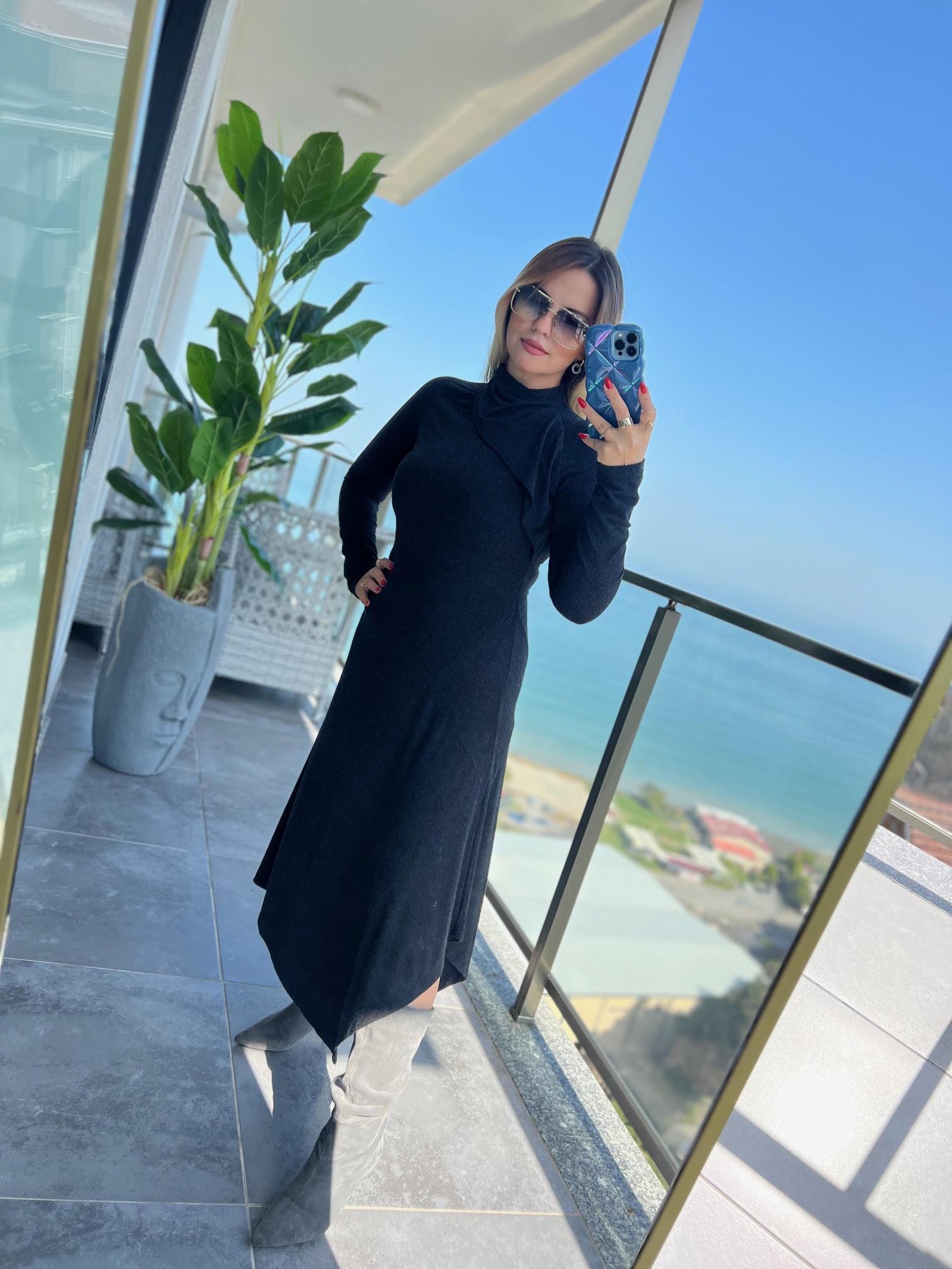 042 Yün Viskon Elbise ANTRESİT