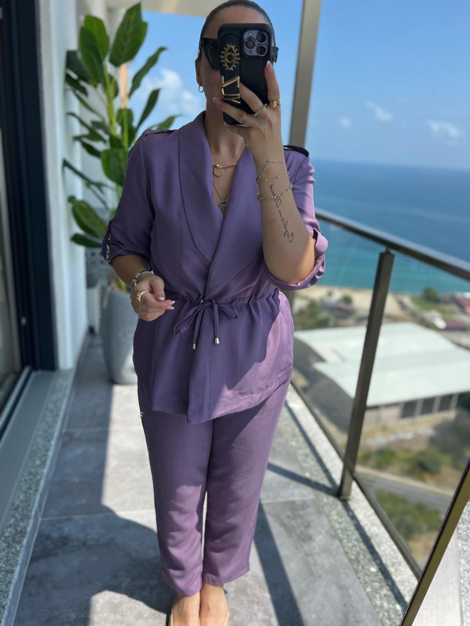 0514 Tencel Ceket Pantolon Takım MOR