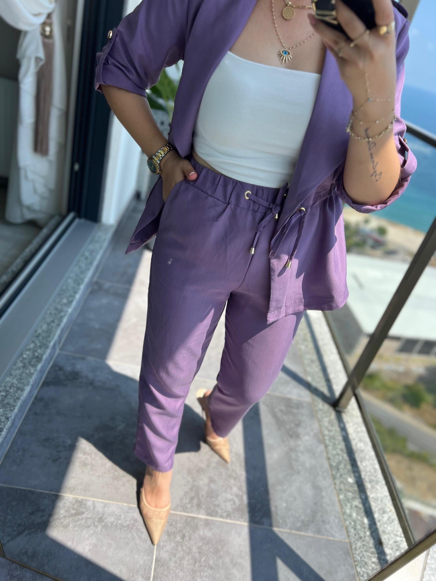 0514 Tencel Ceket Pantolon Takım MOR