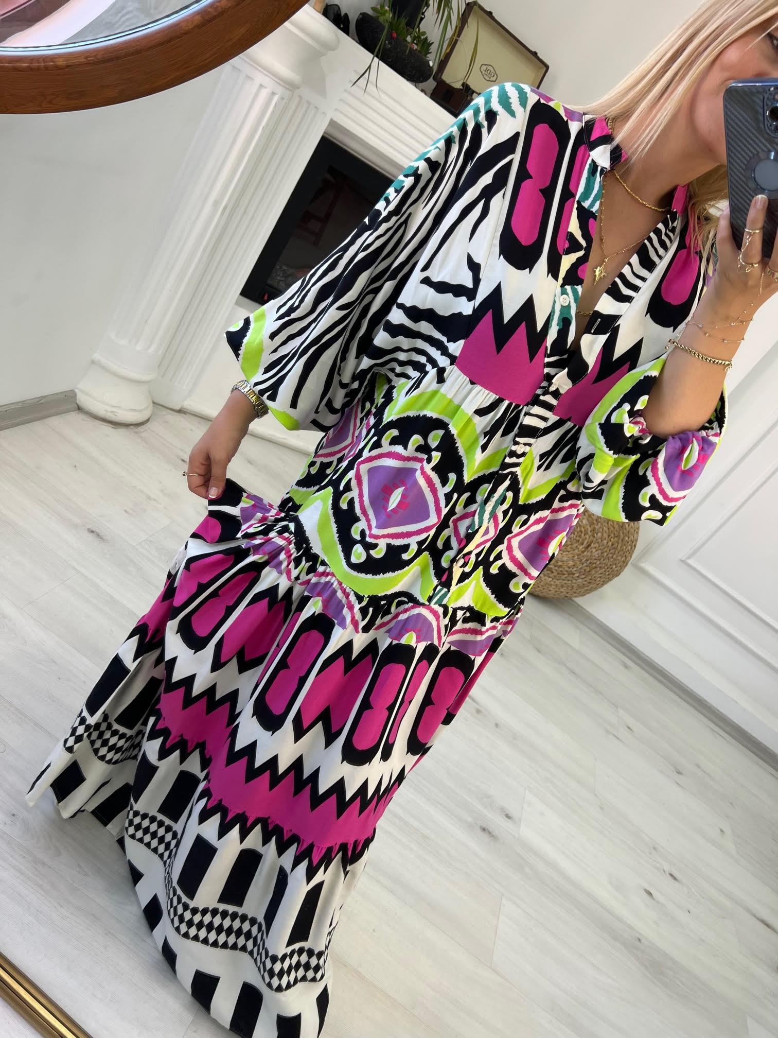 056 Katleya Model Elbise DESENLİ
