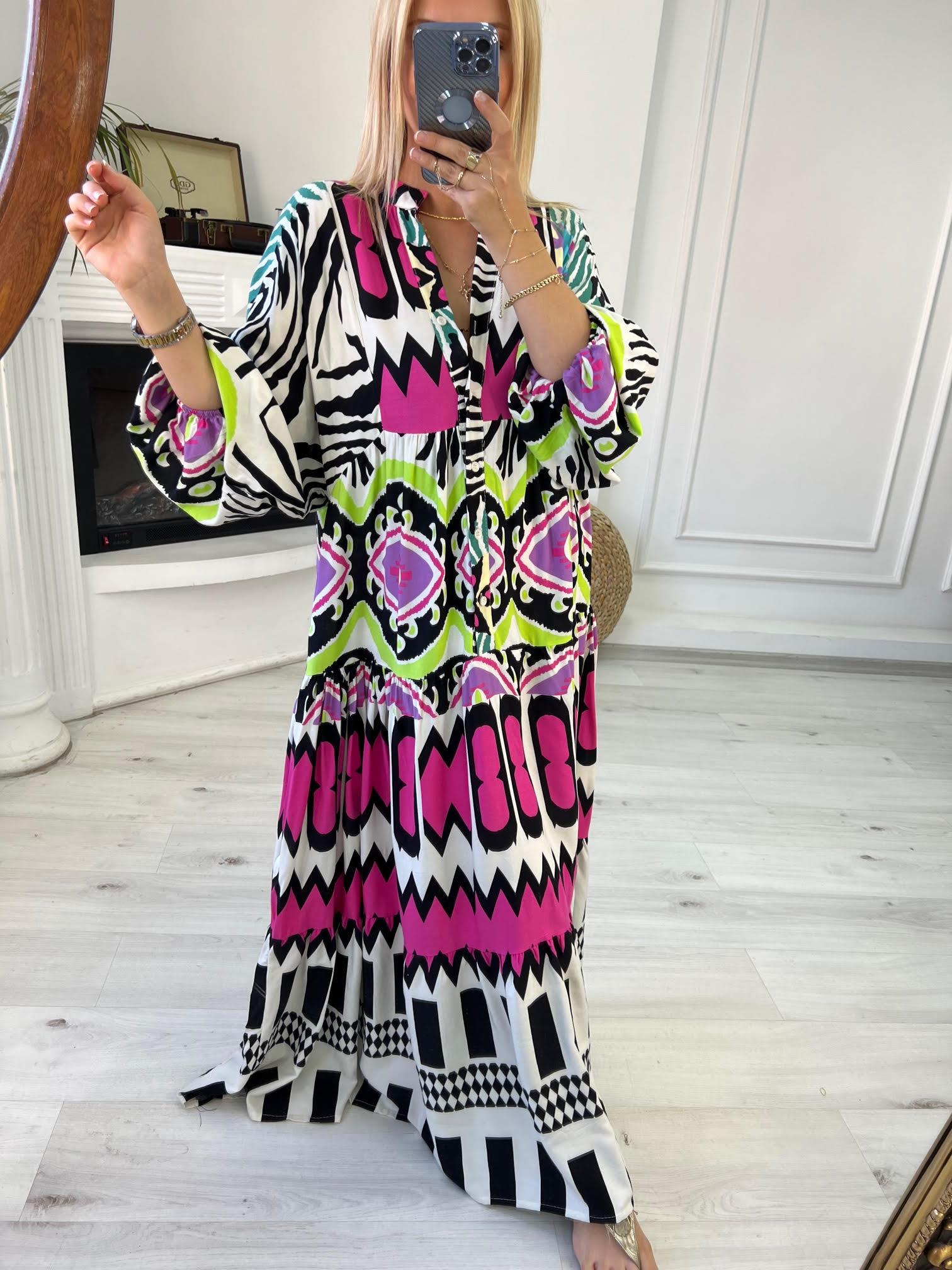056 Katleya Model Elbise DESENLİ