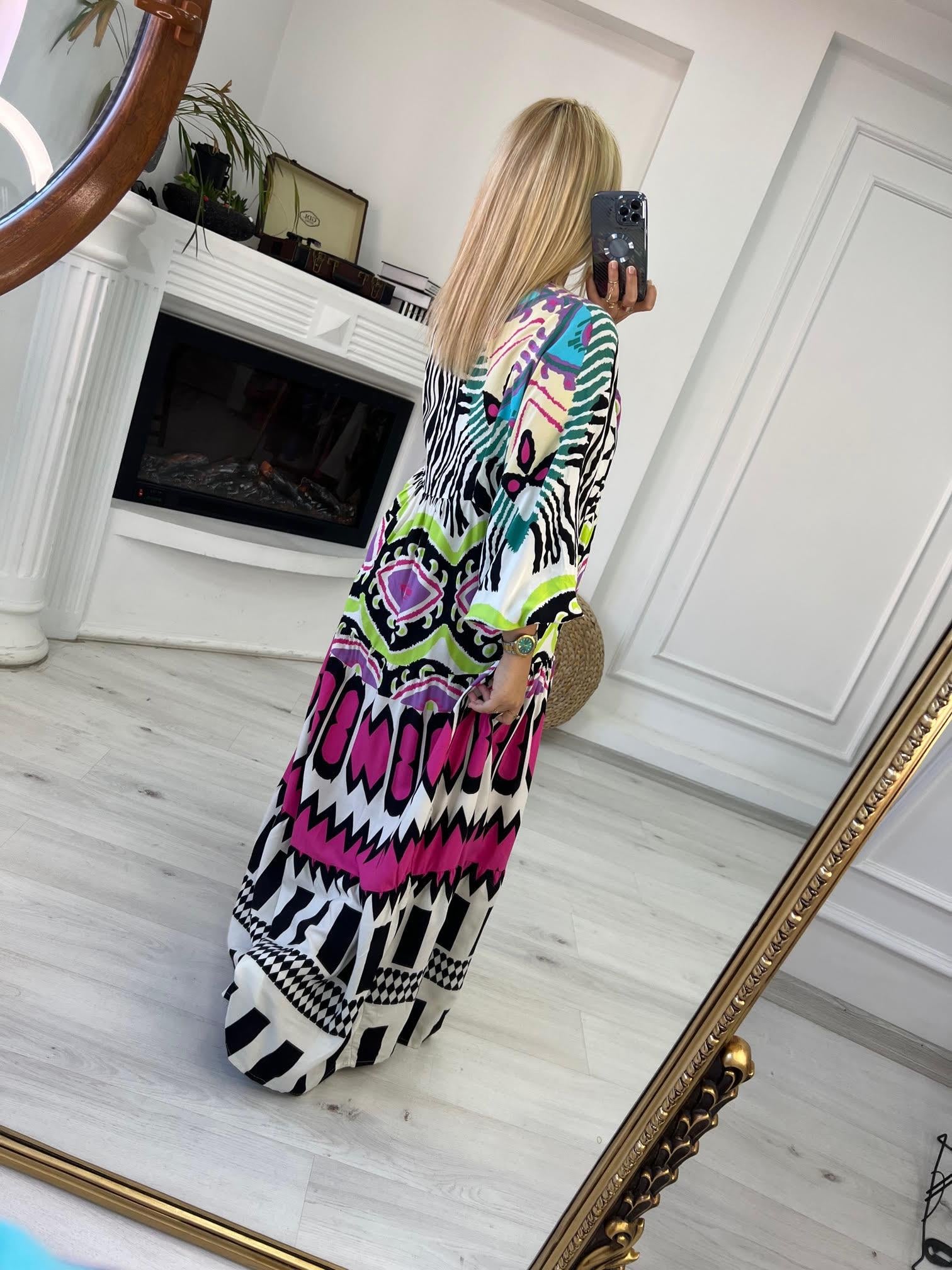 056 Katleya Model Elbise DESENLİ
