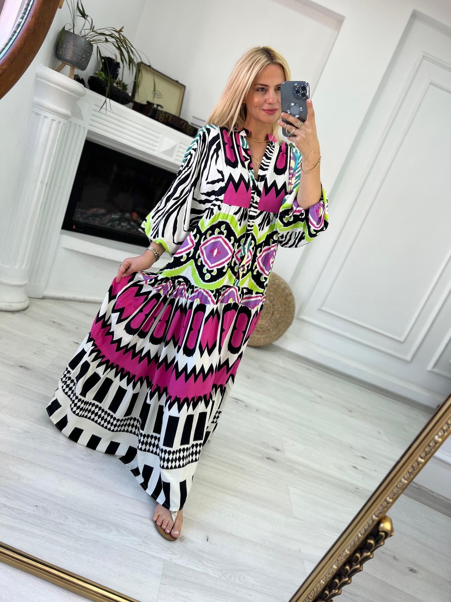 056 Katleya Model Elbise DESENLİ