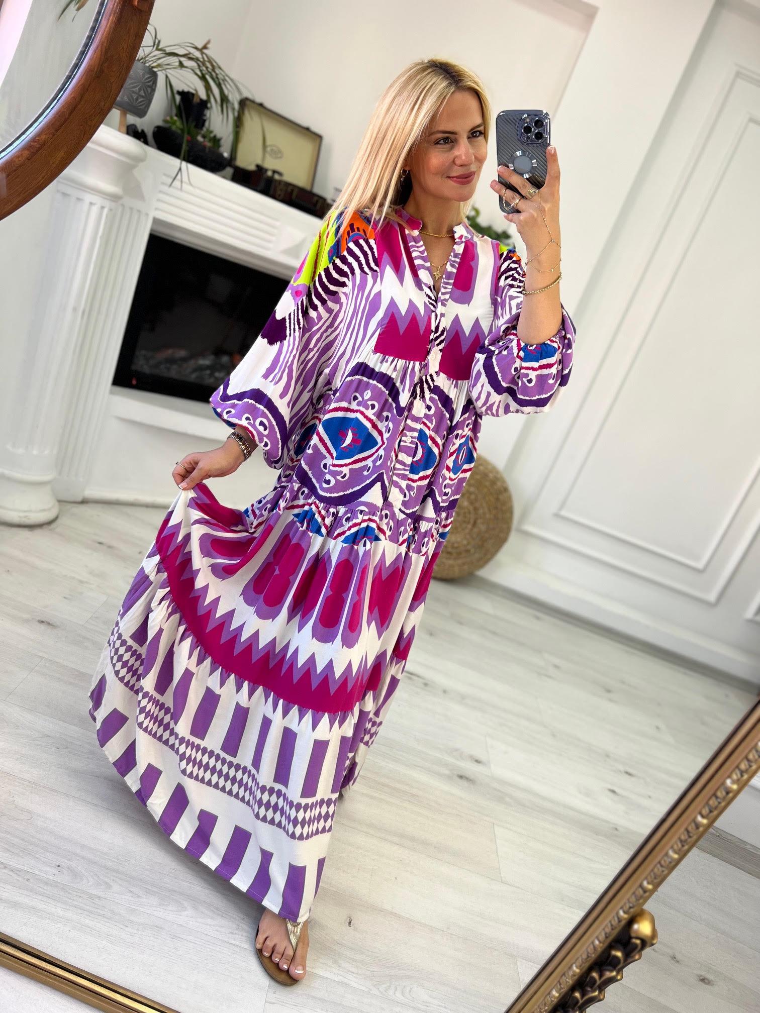 056 Katleya Model Elbise LİLA