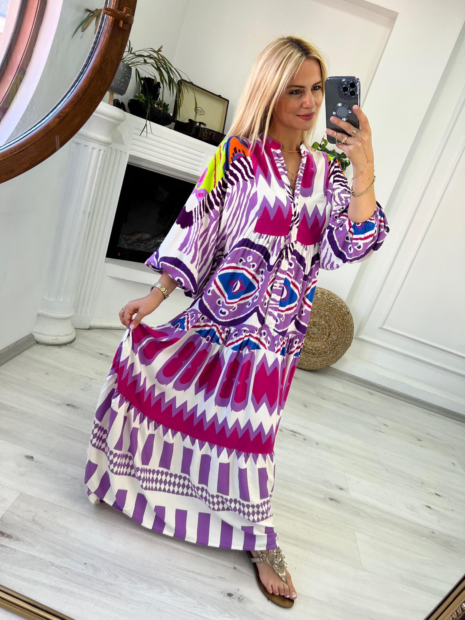 056 Katleya Model Elbise LİLA