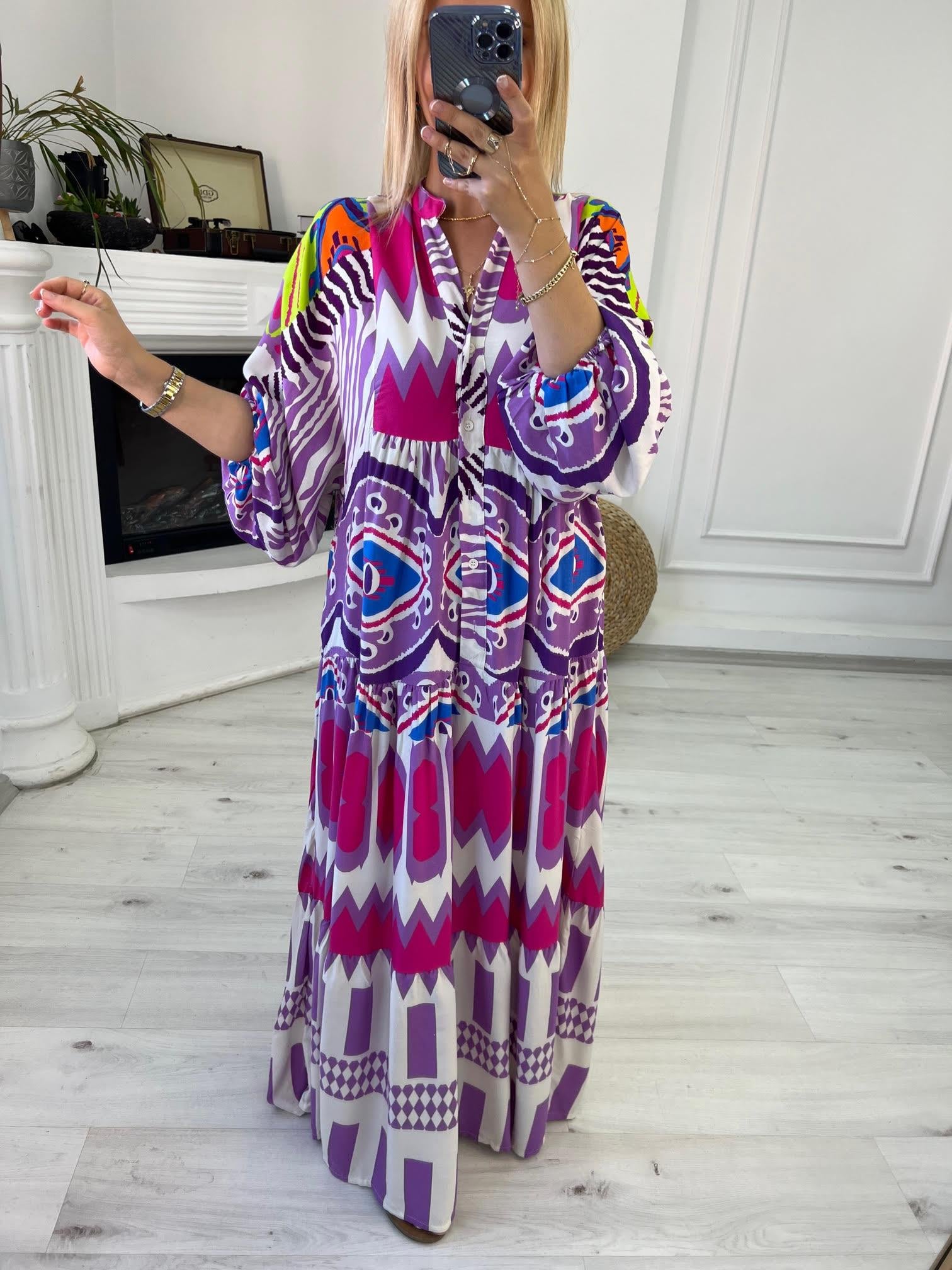 056 Katleya Model Elbise LİLA