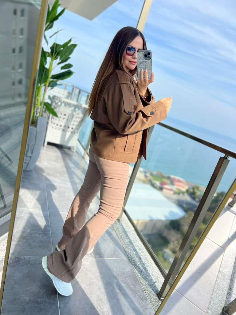 0606 Kısa Trenç KAHVE