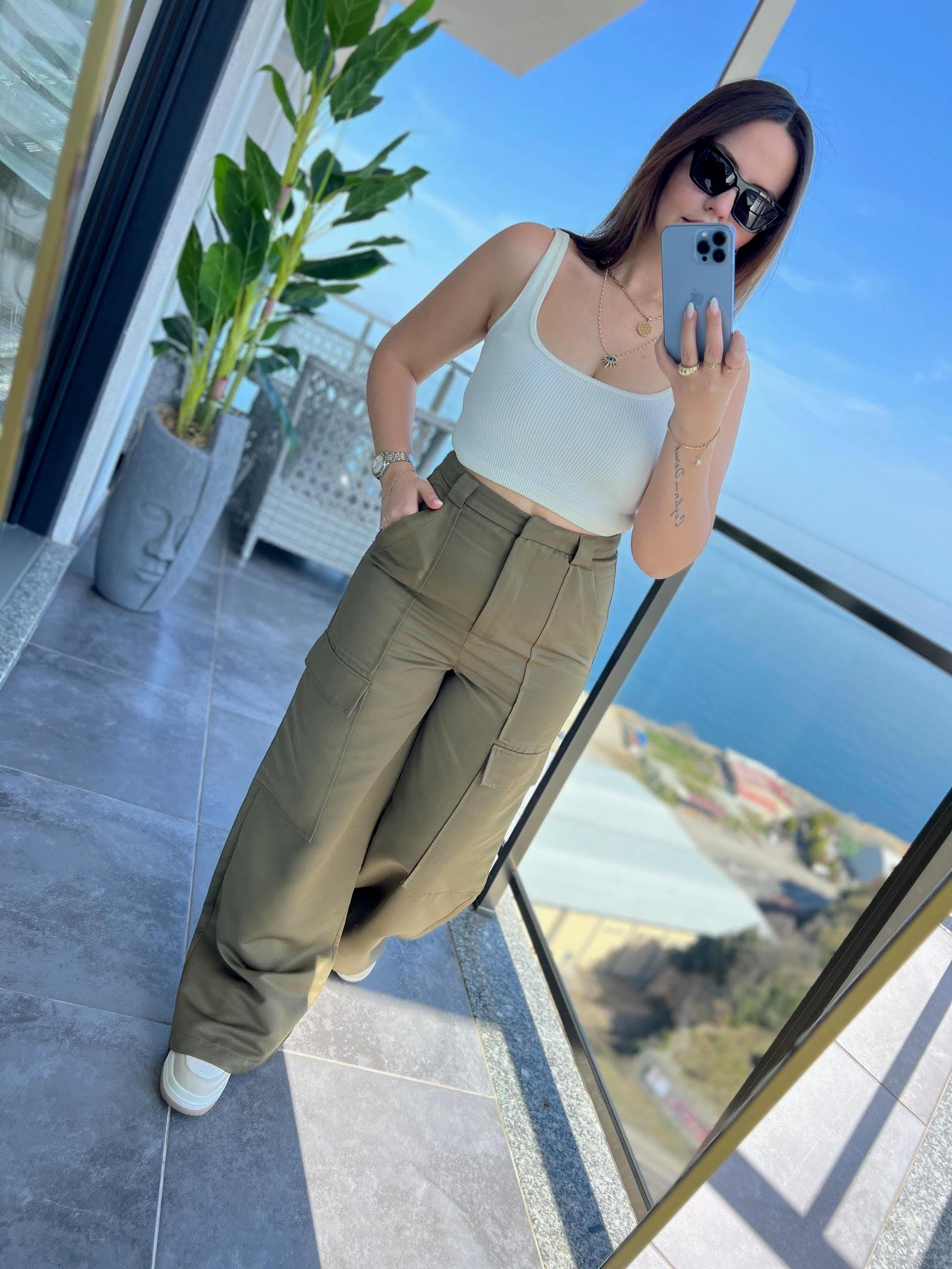0655 Oversize Biker Ceket Pantolon Takım HAKİ YEŞİL