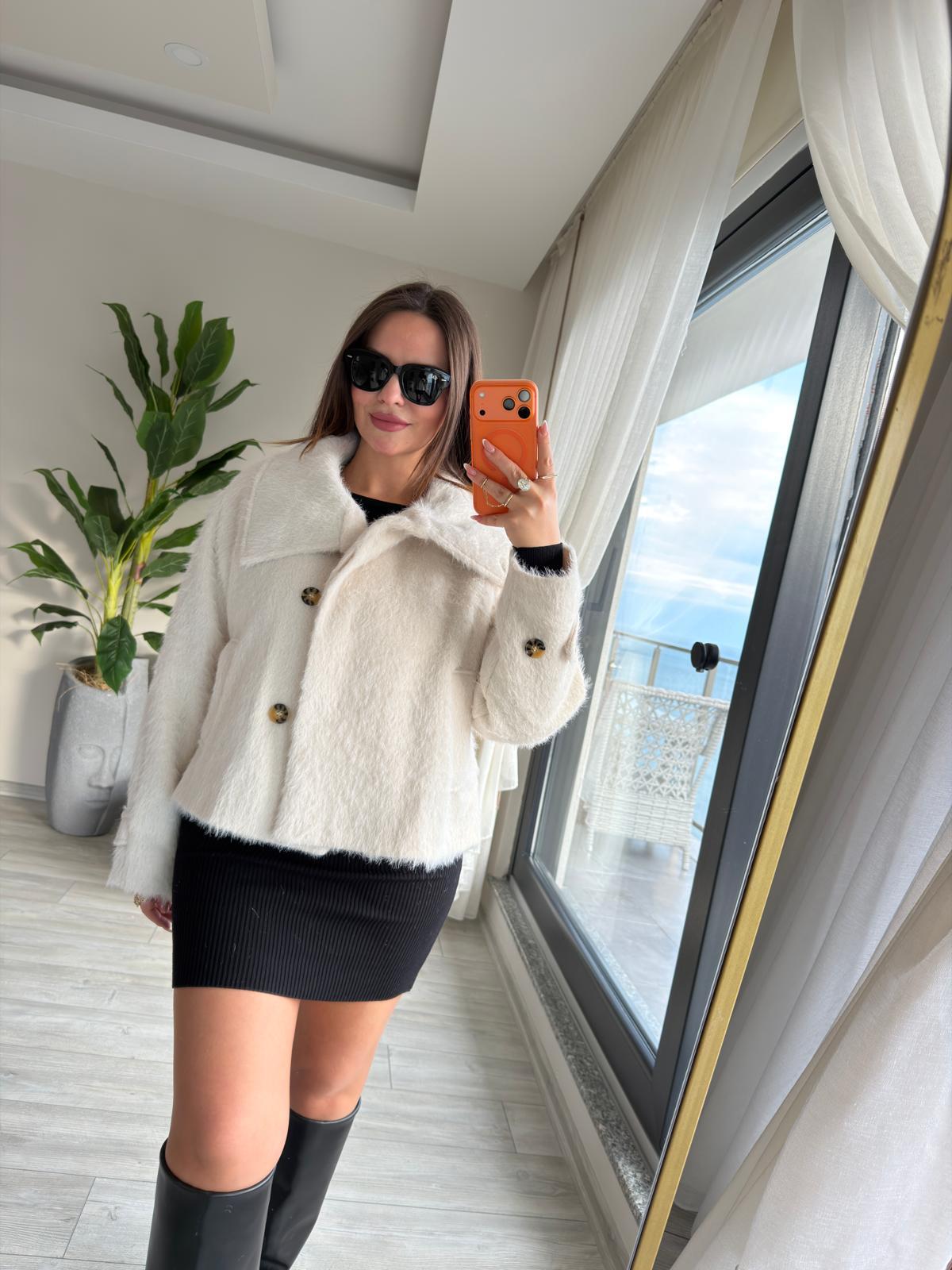 0716 Kolu Düğmeli Kaban BEJ