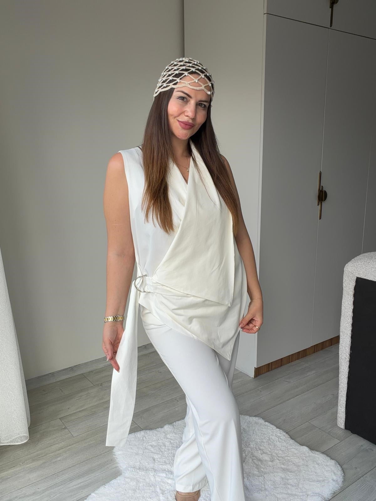 073 Bağlamalı Yelek EKRU