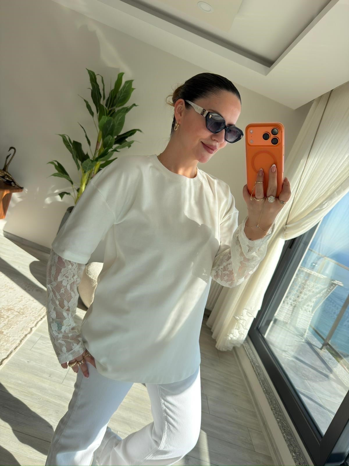 0886 Kolu Dantelli Sweat EKRU