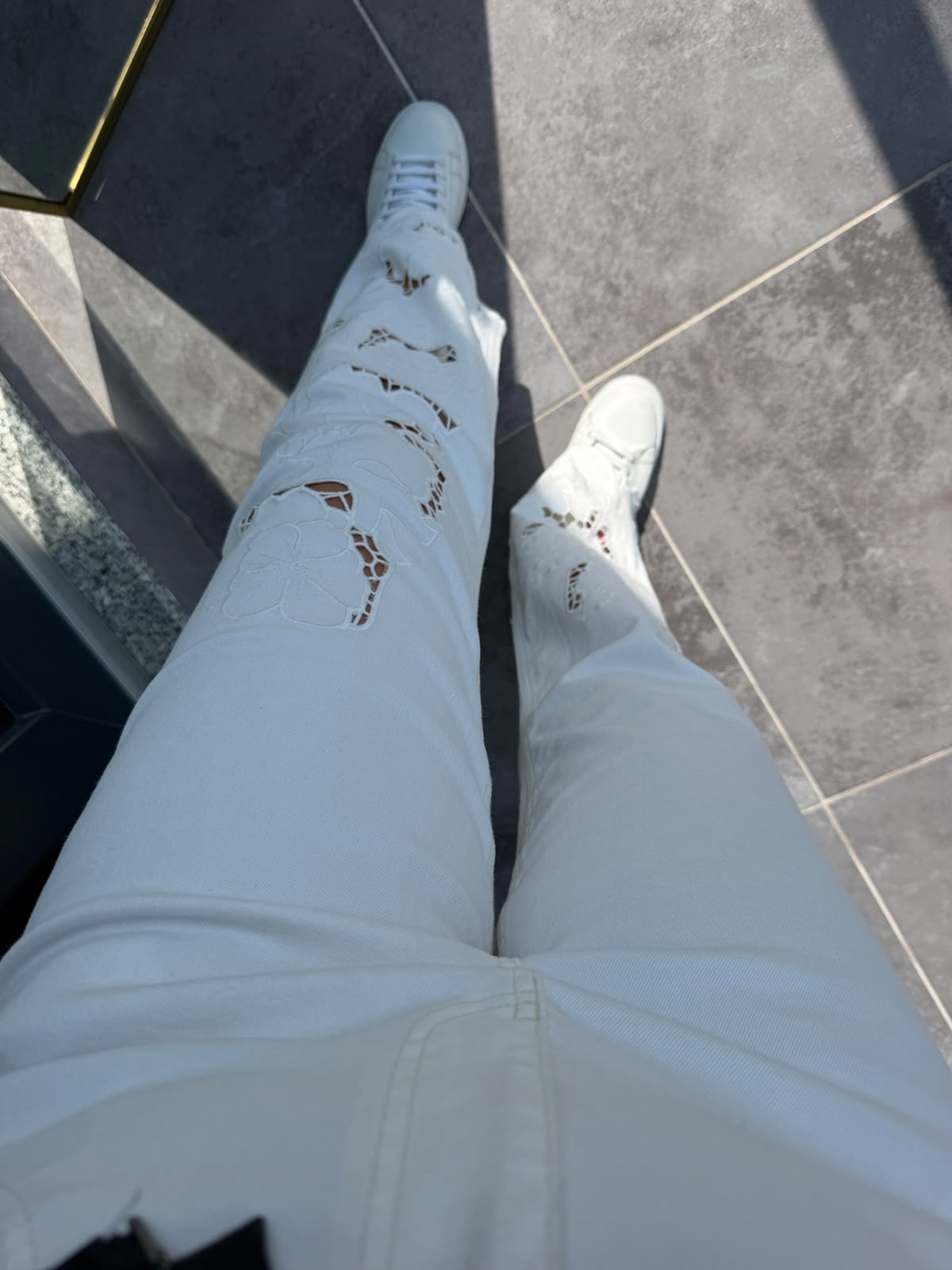 0904 Denim Nakışlı Pantalon EKRU