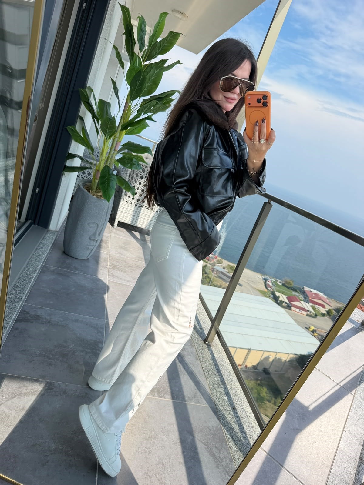 0904 Denim Nakışlı Pantalon EKRU