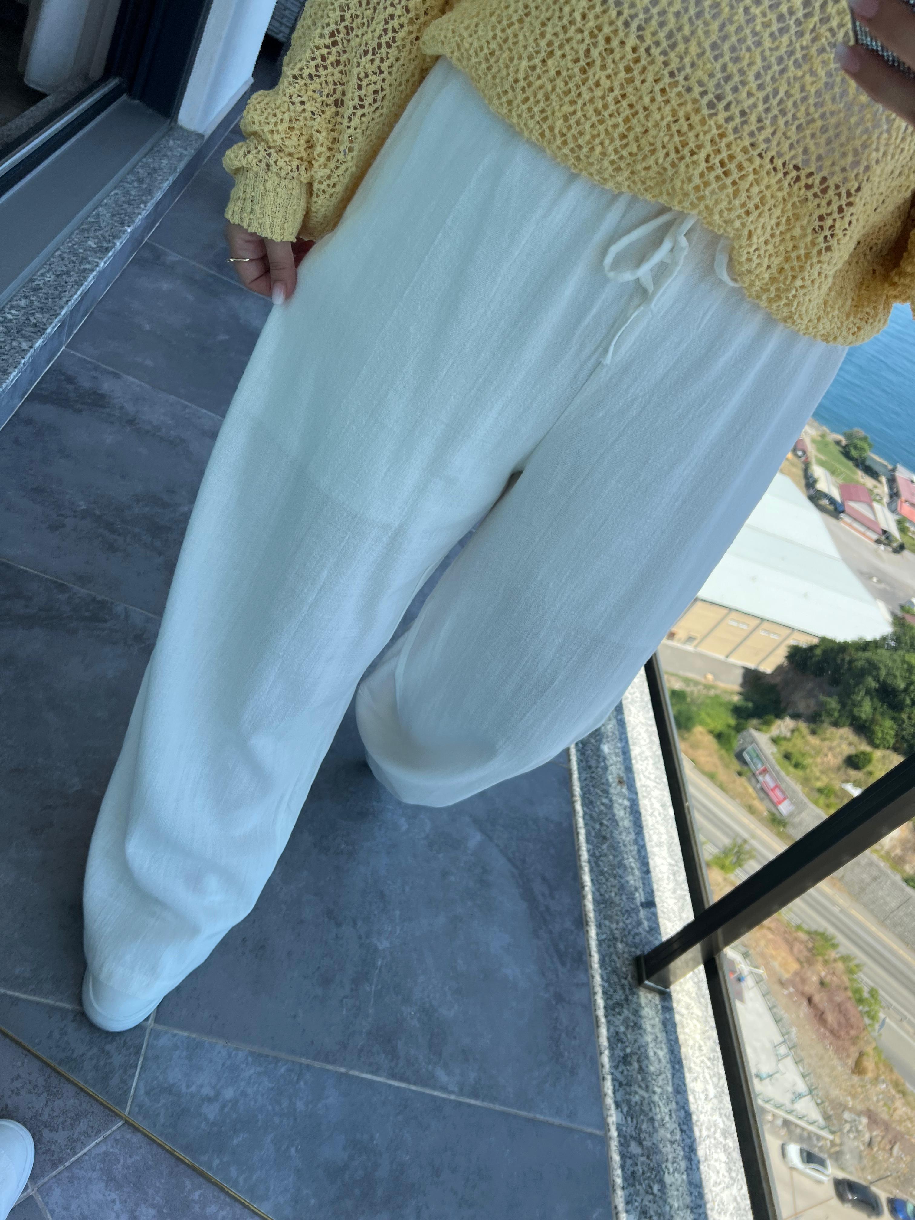 1005 Keten Pantalon EKRU