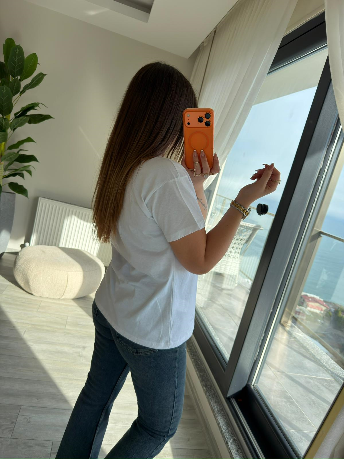 1018 Yazılı Baskılı Tshirt BEYAZ