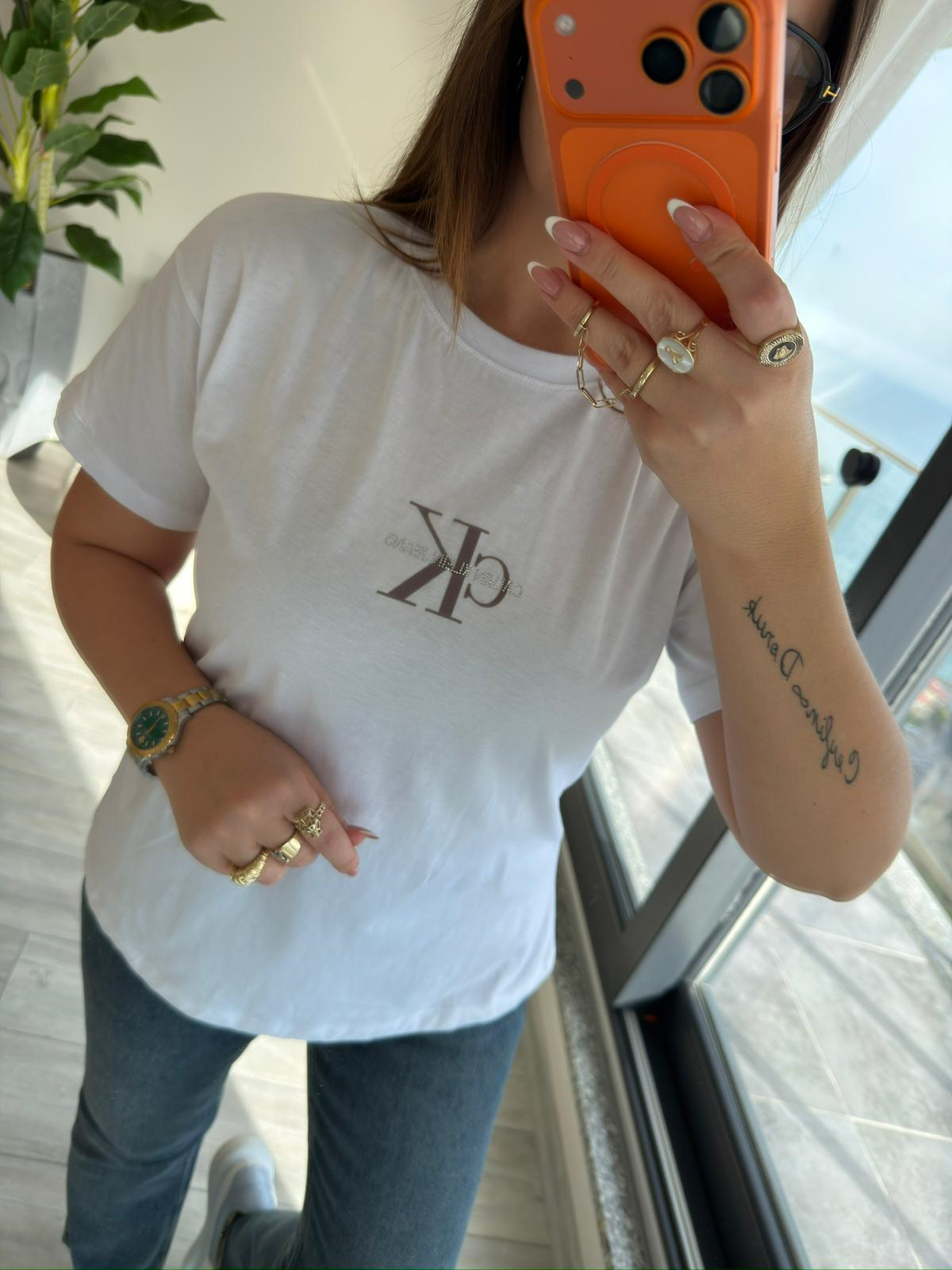 1018 Yazılı Baskılı Tshirt BEYAZ