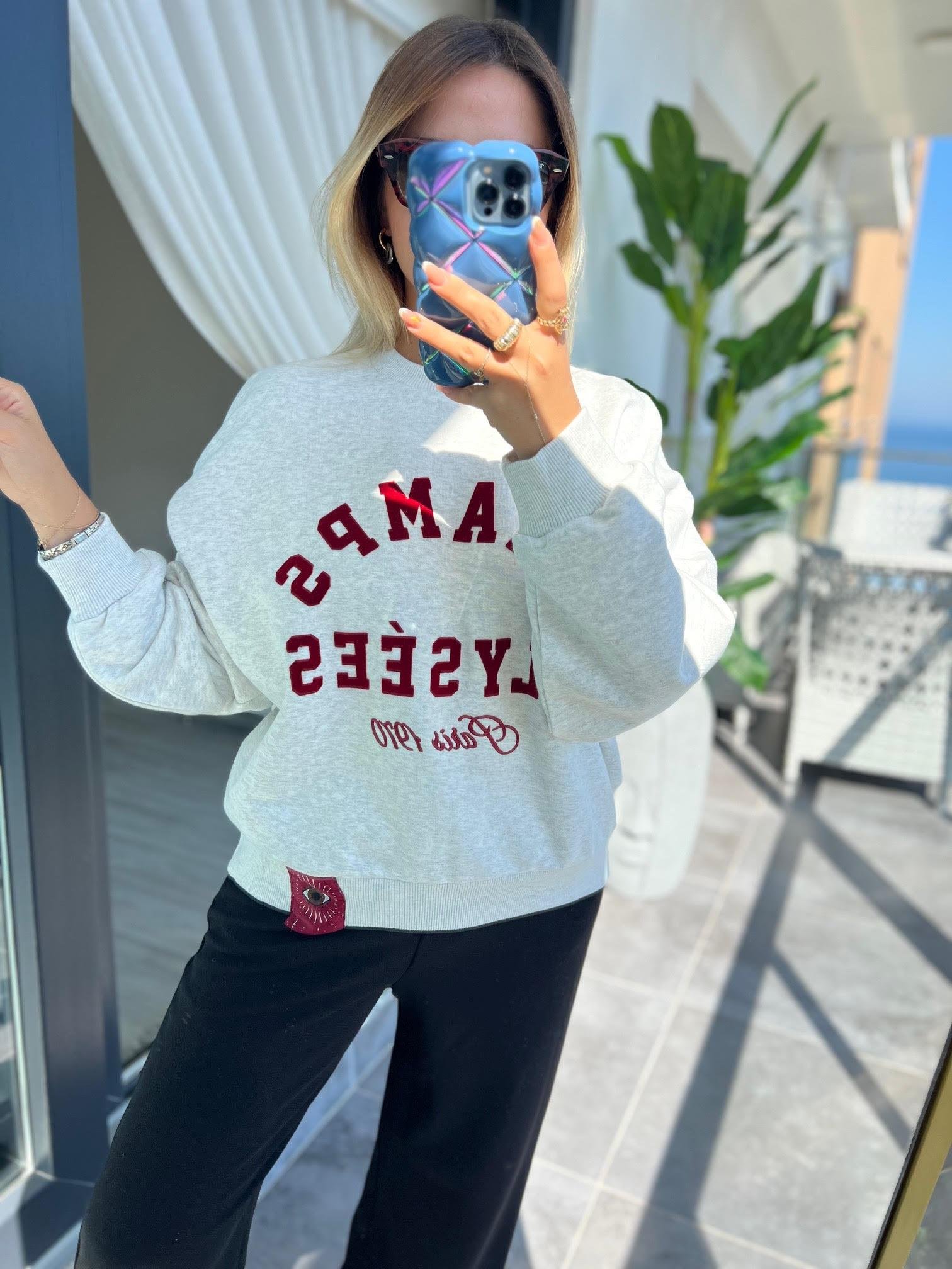 10314 Etiket Detay Sweat GRİ