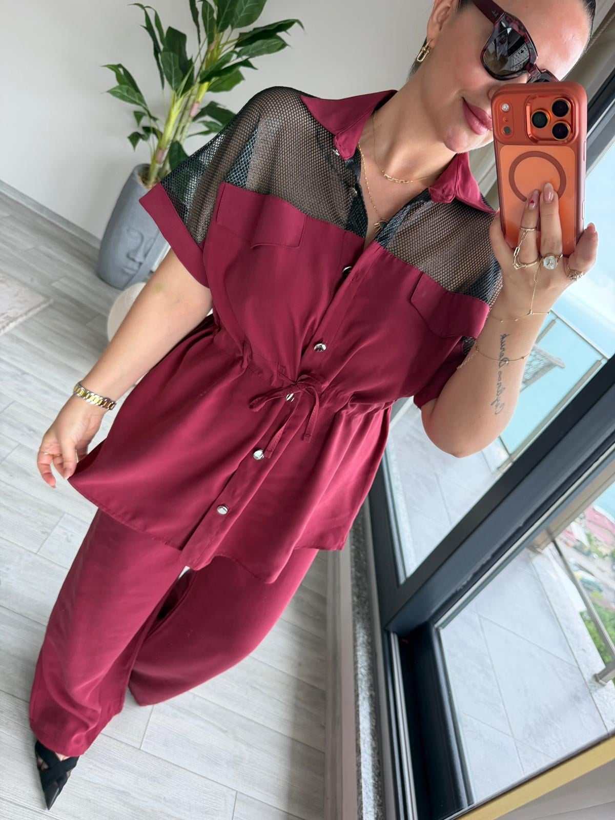 1052 File Detay Tensel Takım BORDO