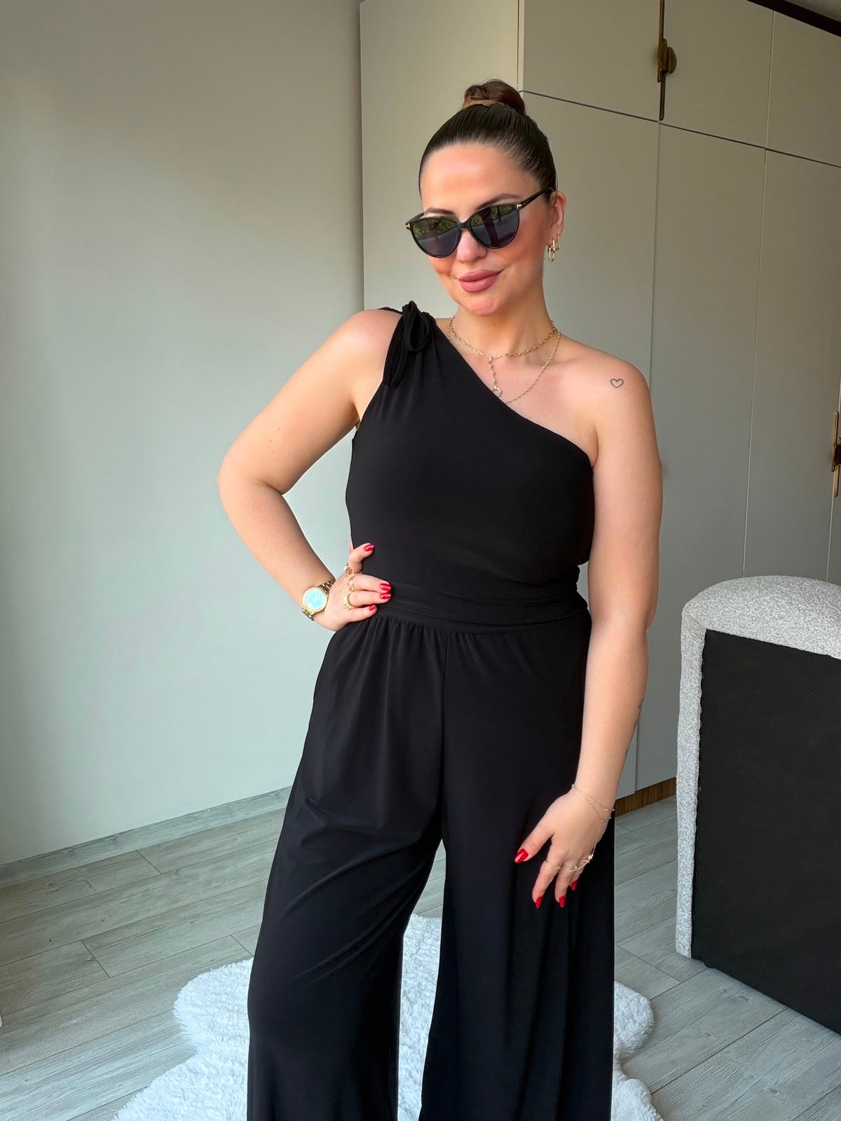 1058 Tek Omuz Tulum SİYAH