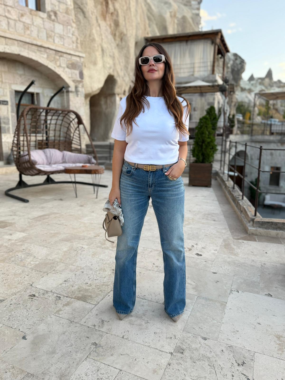 1075 Bisiklet Yaka Tshirt BEYAZ