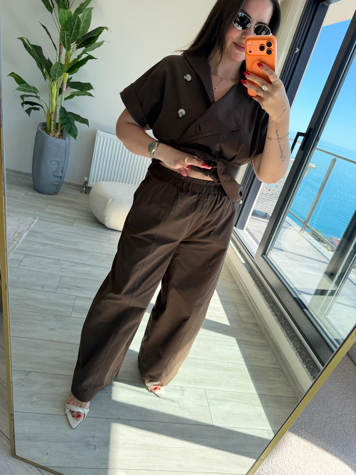 1310 Dik Yaka Yelek Pantalon Takım KAHVE