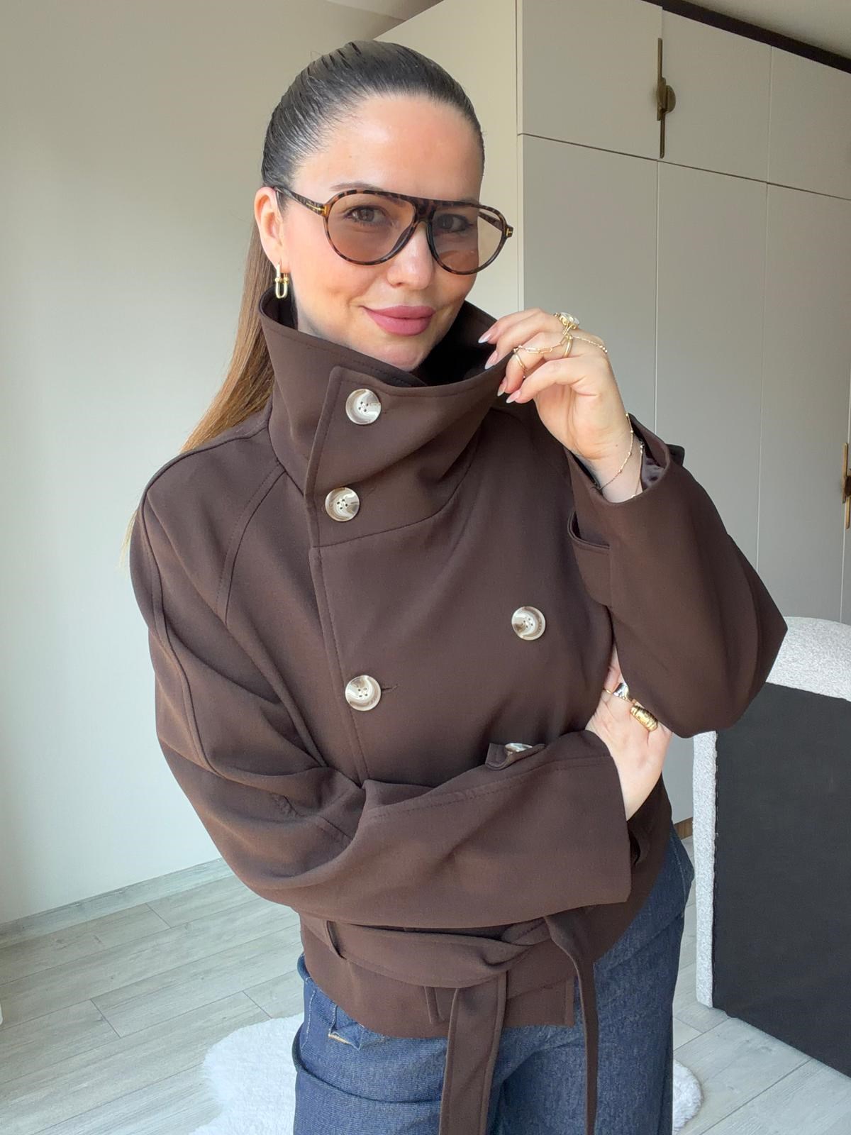 1326 Trench Yaka Ceket KAHVE
