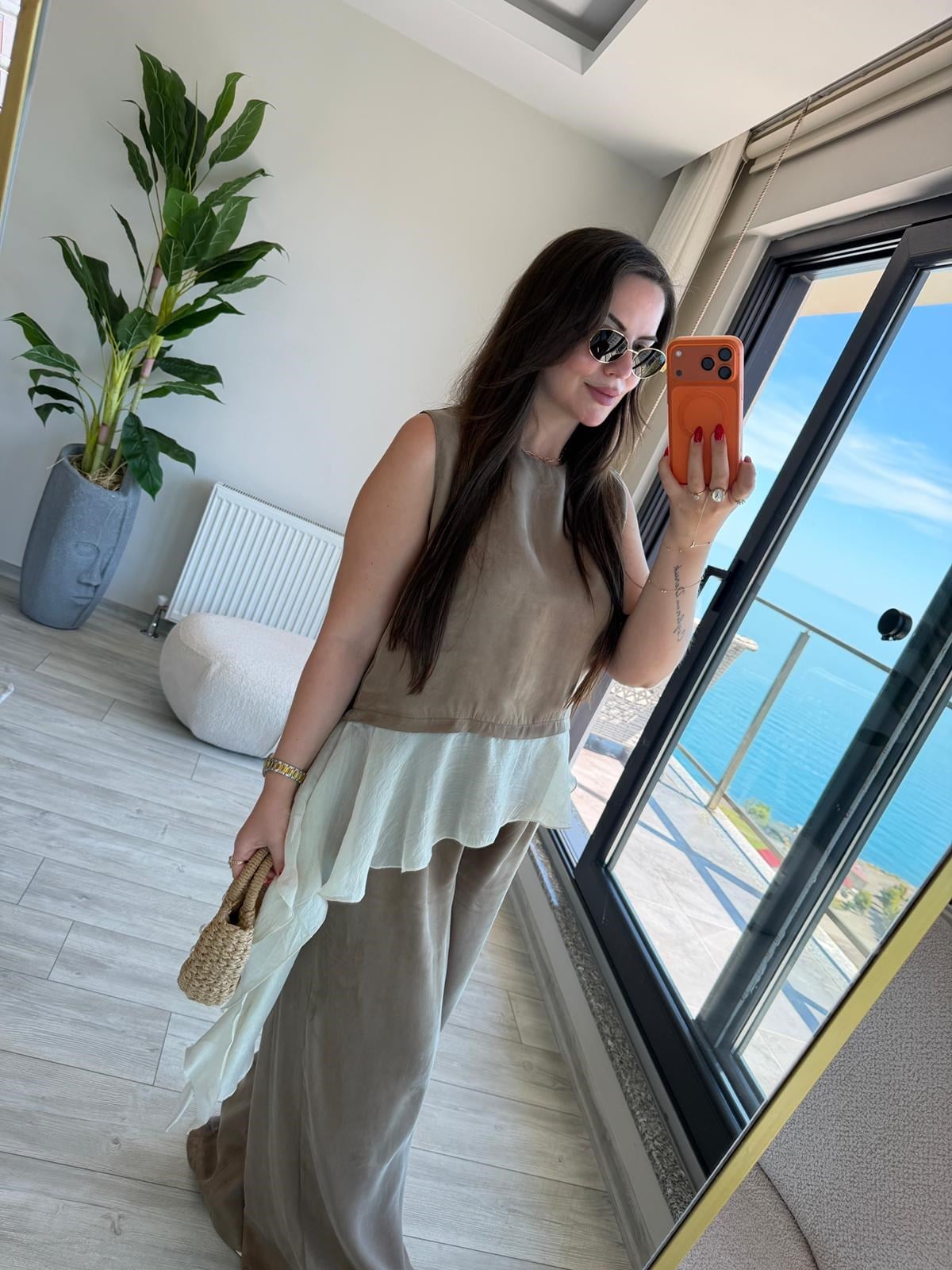 1391 Garnili Bluz Pantolon Takım BRONZ