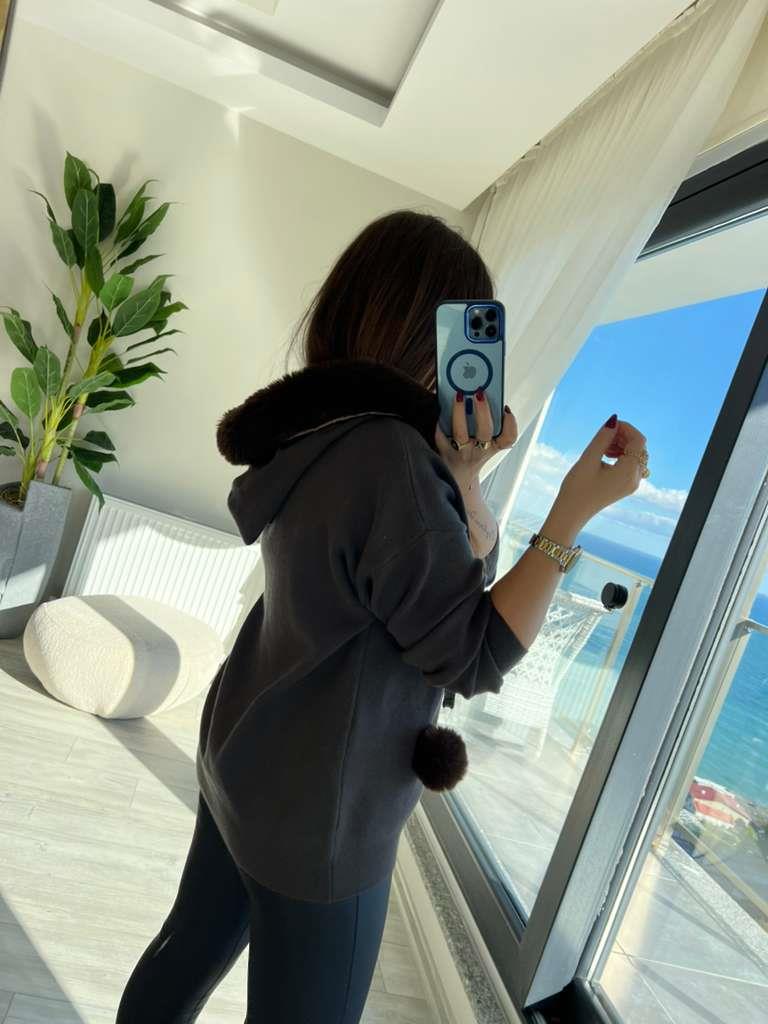 140215 Ponponlu Hırka KAHVE