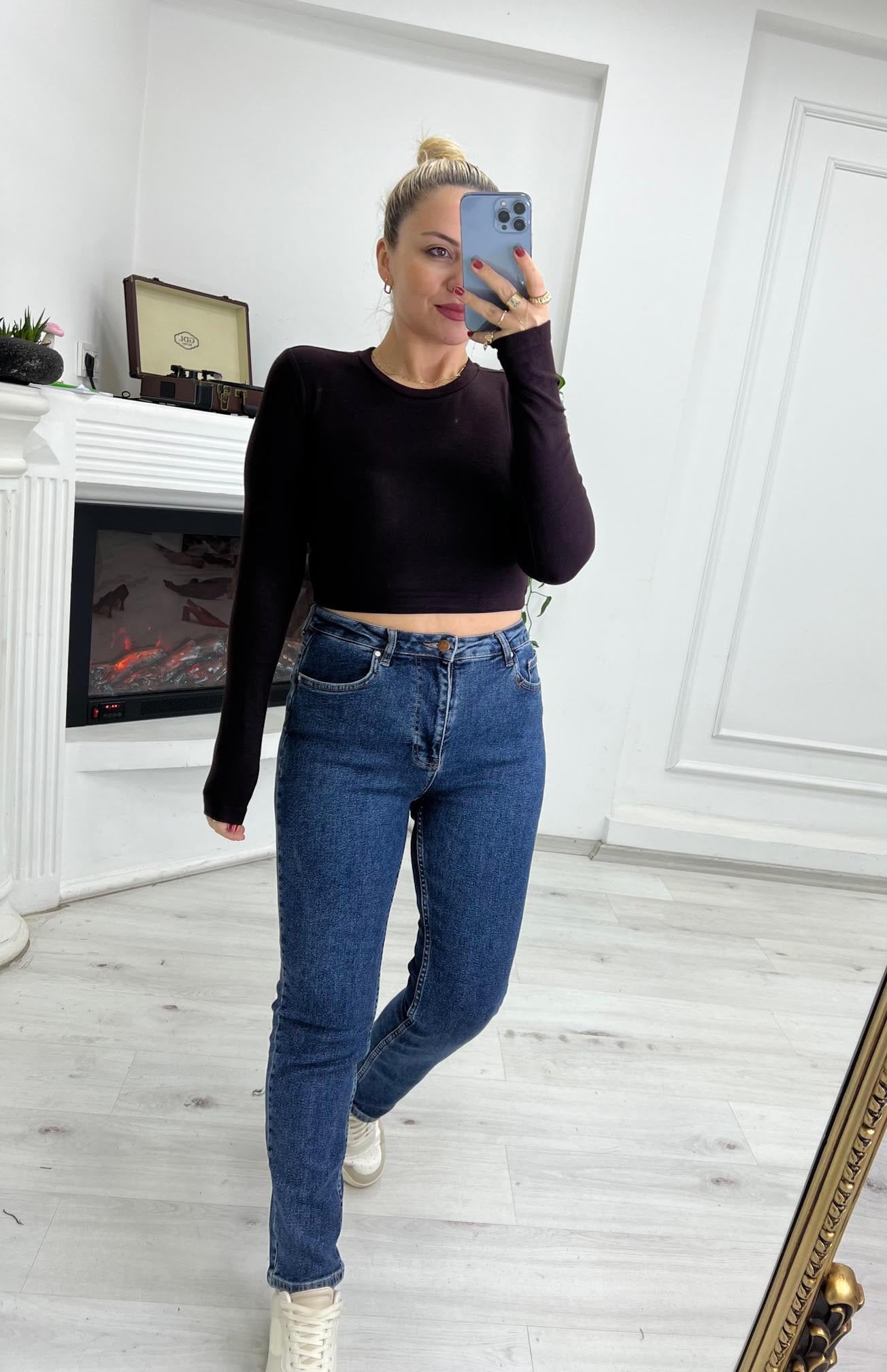 151 Mom Jean LACİVERT