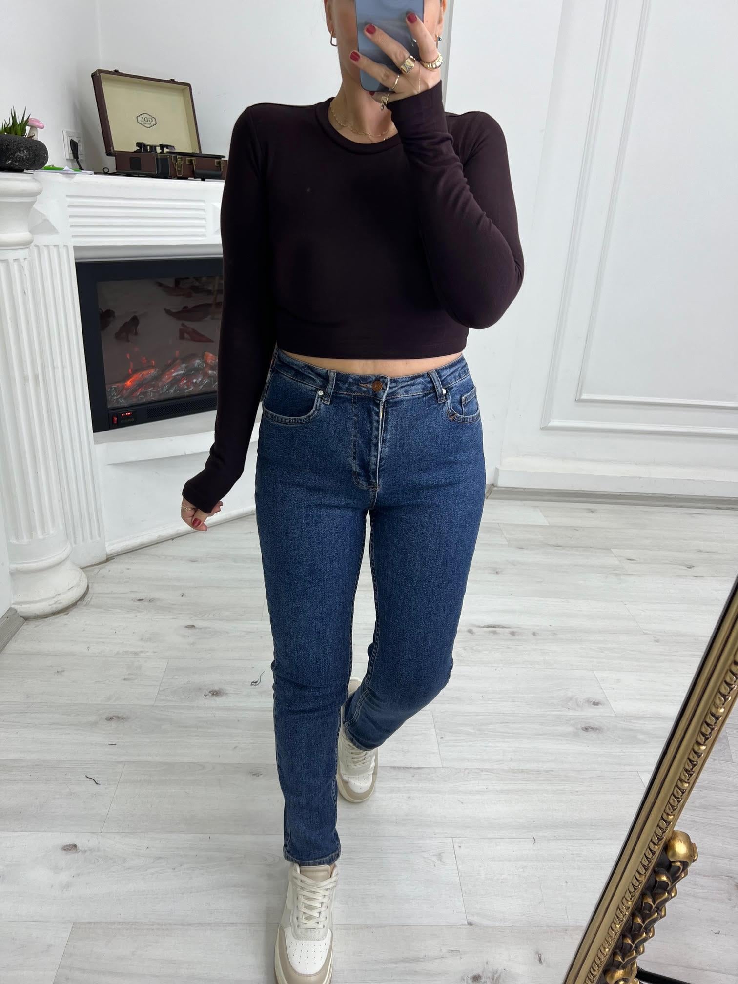 151 Mom Jean LACİVERT