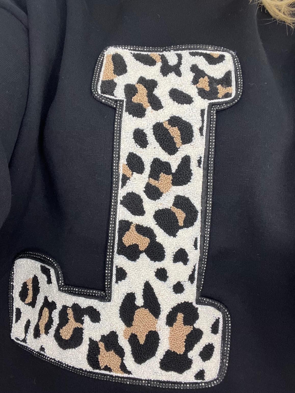 17777 Leopar Detay Sweat SİYAH