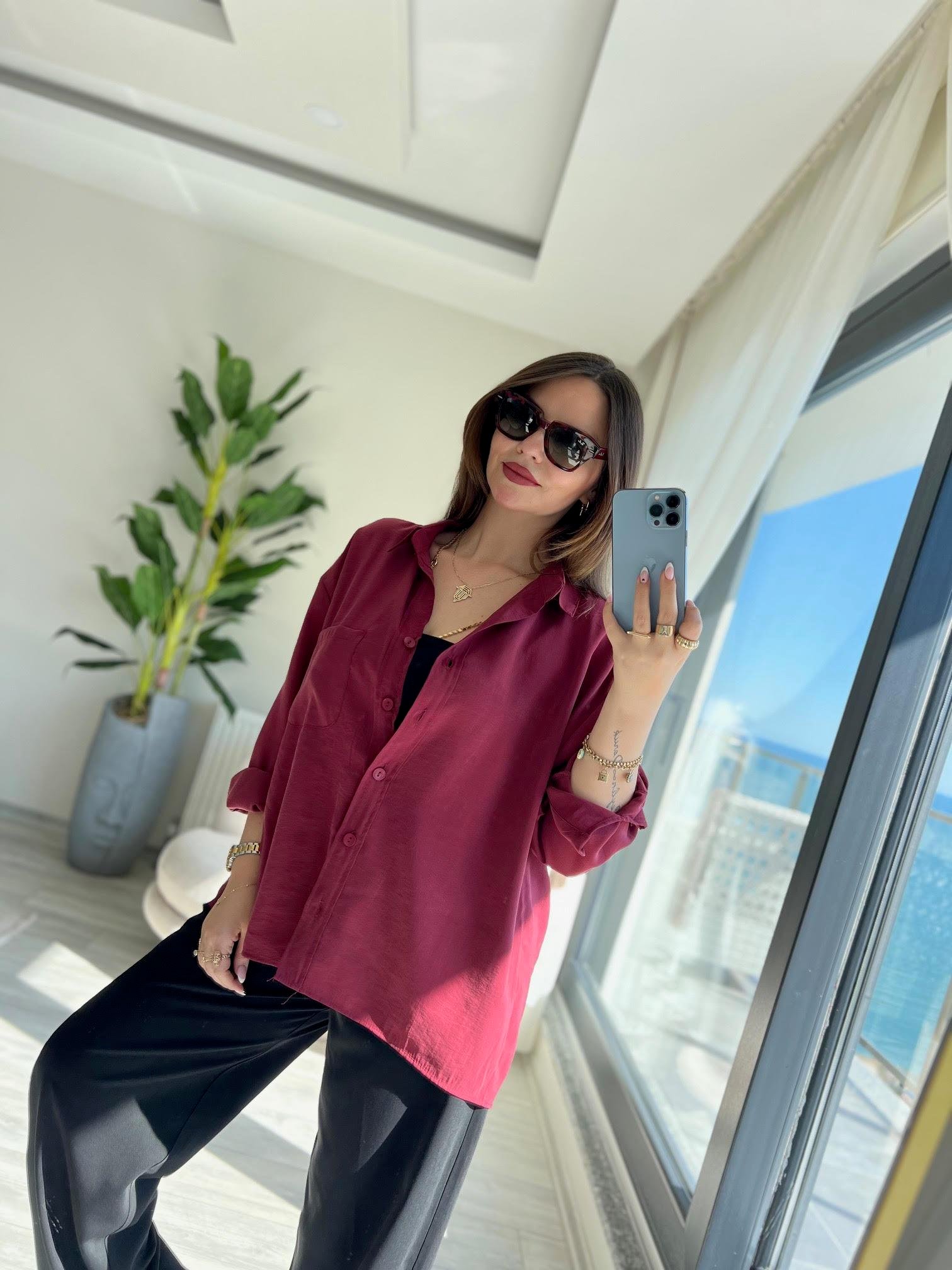 204 Düşük Kol Gömlek BORDO