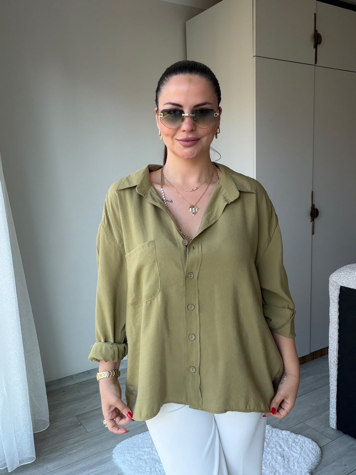 204 Düşük Kol Gömlek olive