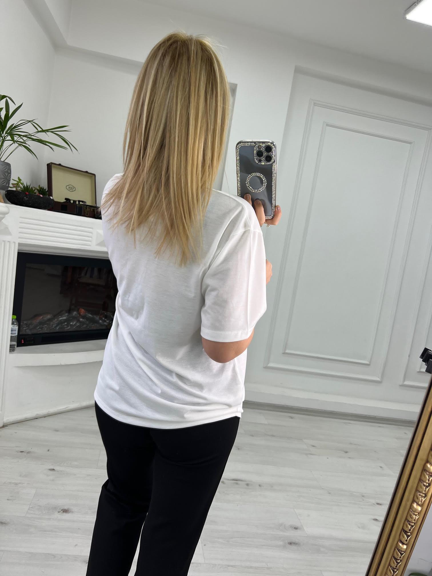 20561 Önü İncili Tshirt EKRU