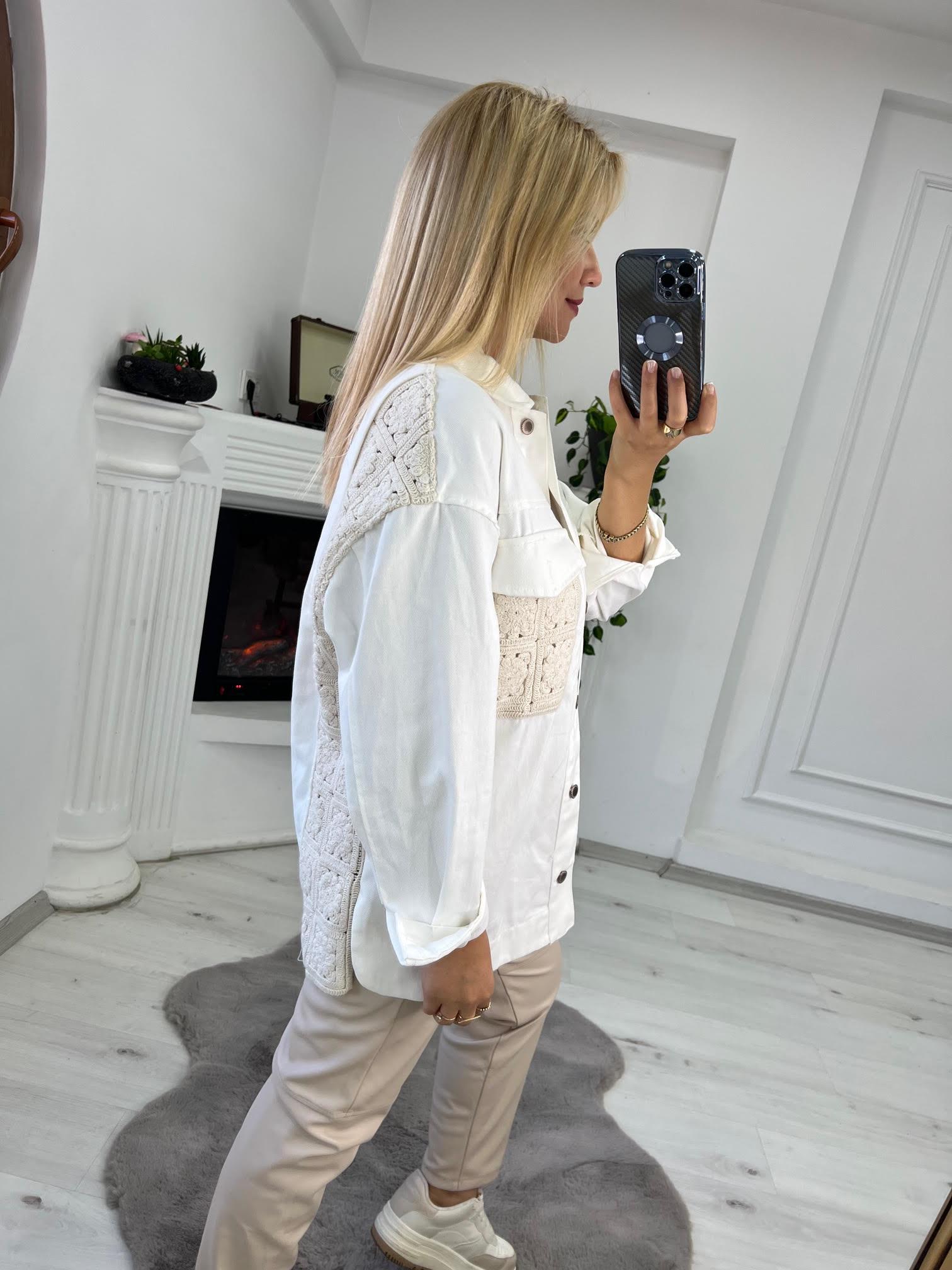 206 Dantelli Gabardin Ceket EKRU