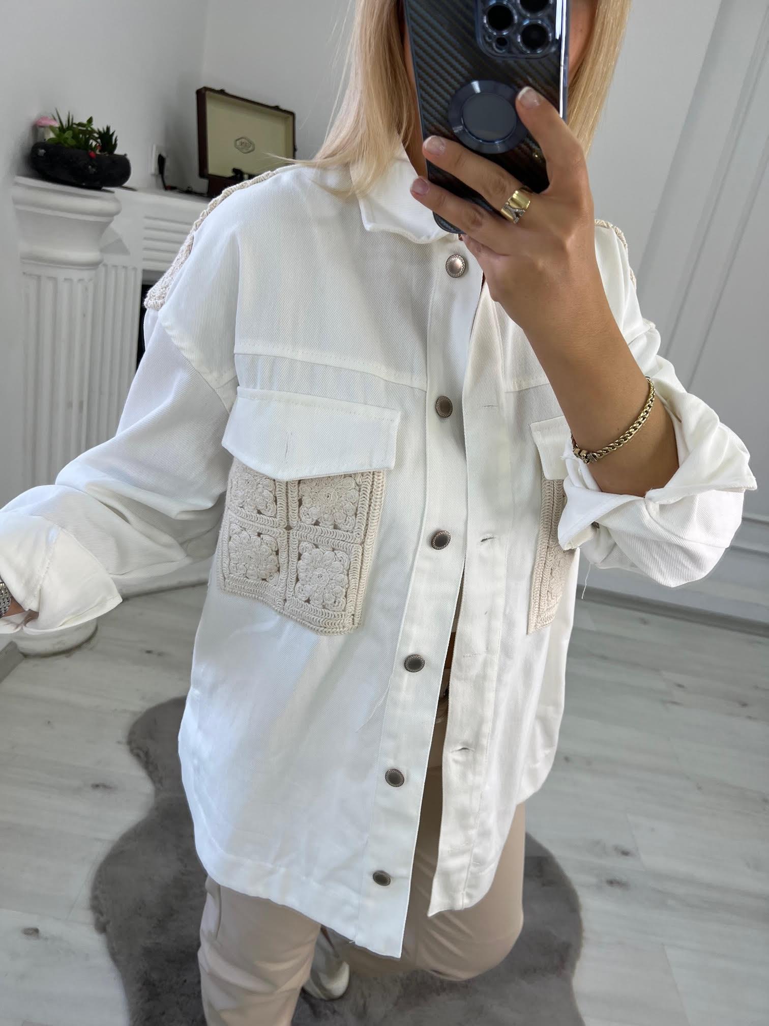 206 Dantelli Gabardin Ceket EKRU
