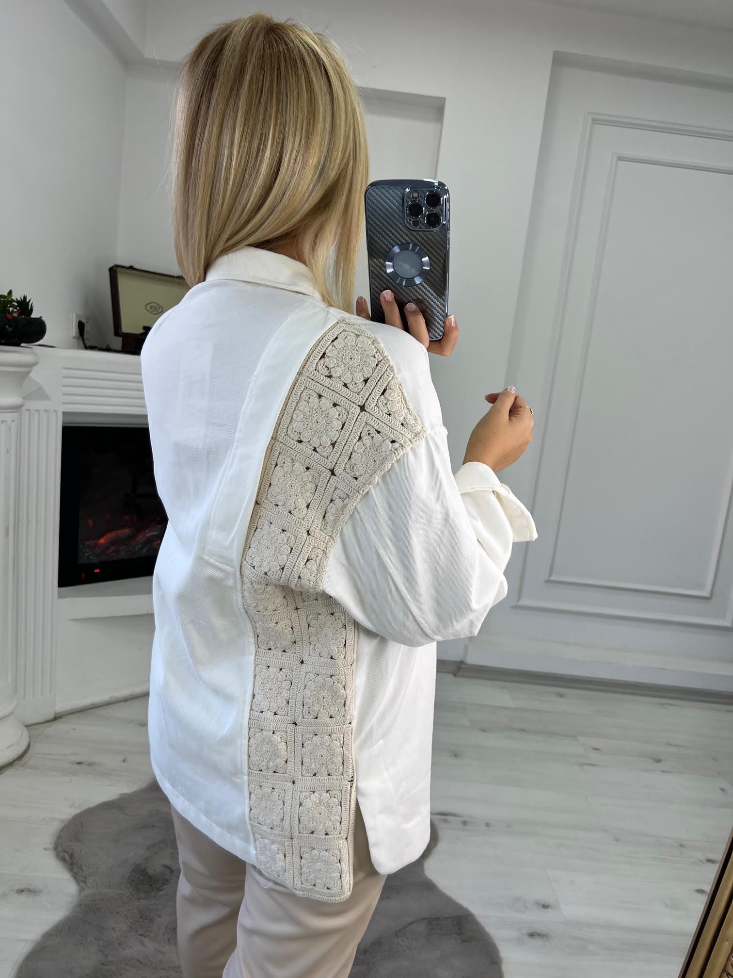 206 Dantelli Gabardin Ceket EKRU