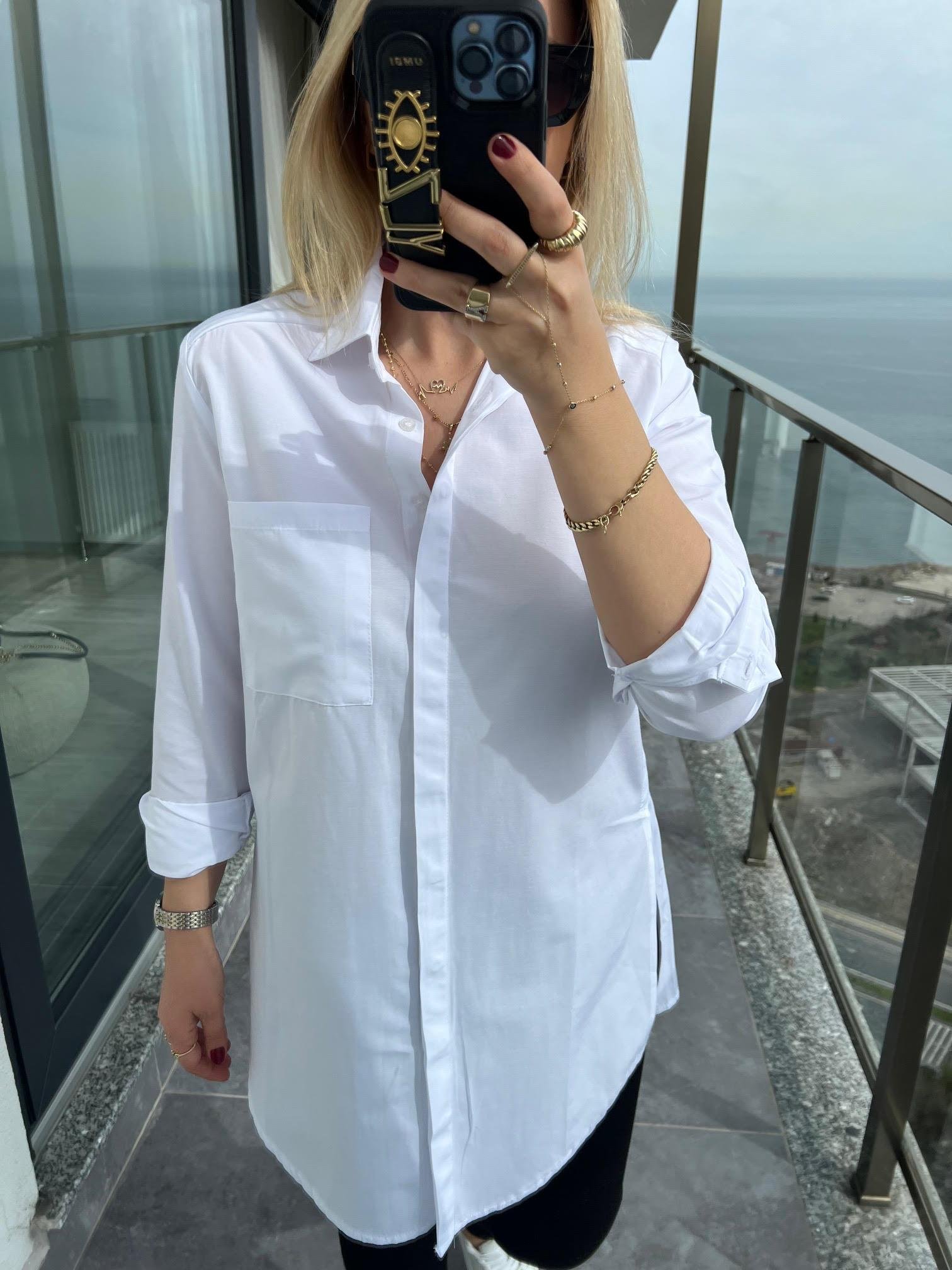 20626 Owersize Poplin Gömlek BEYAZ