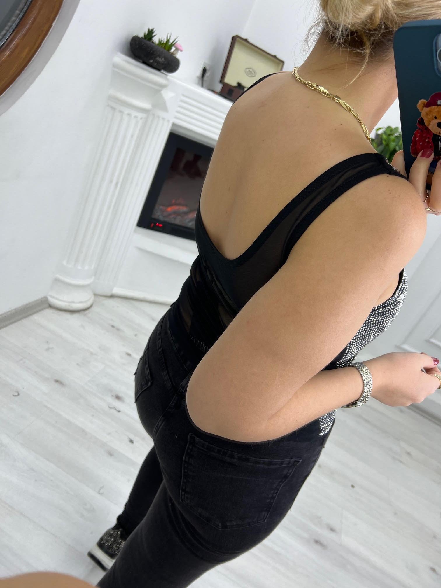 20713 Taşlı Tül Top SİYAH