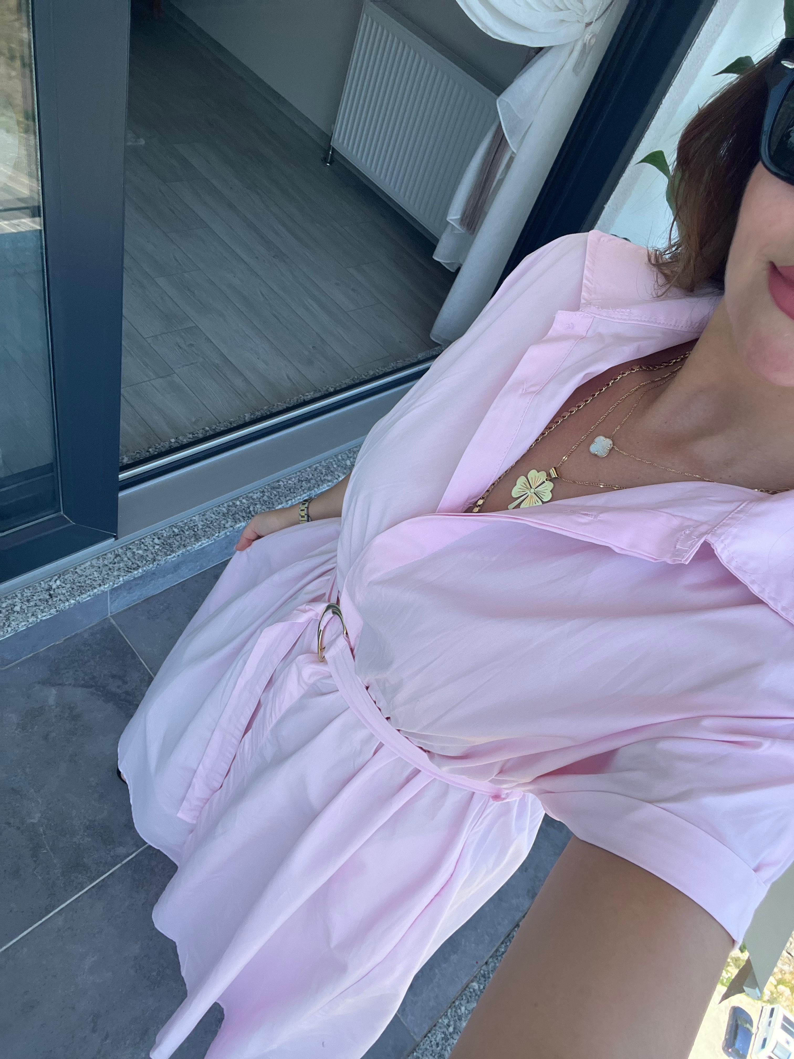 2075 Kemerli Elbise PEMBE