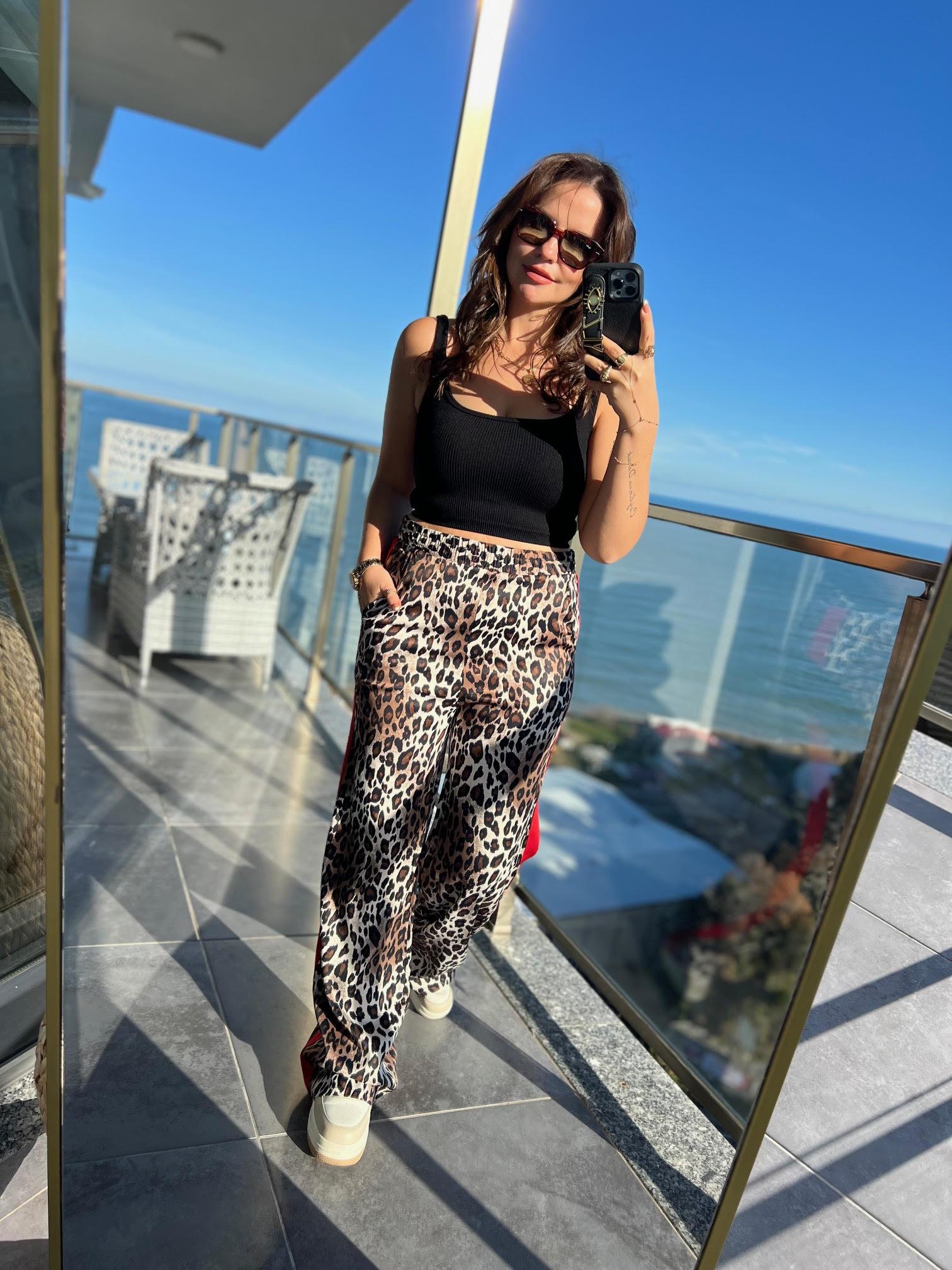 2080 Leopar Pantolonlu Takım KIRMIZI