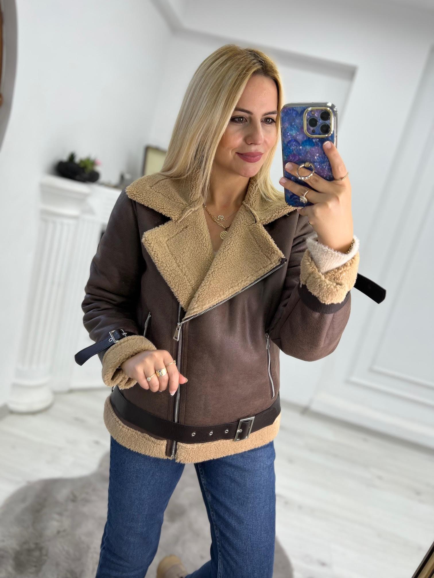 2290 Kemer Detay Süet Ceket KAHVE