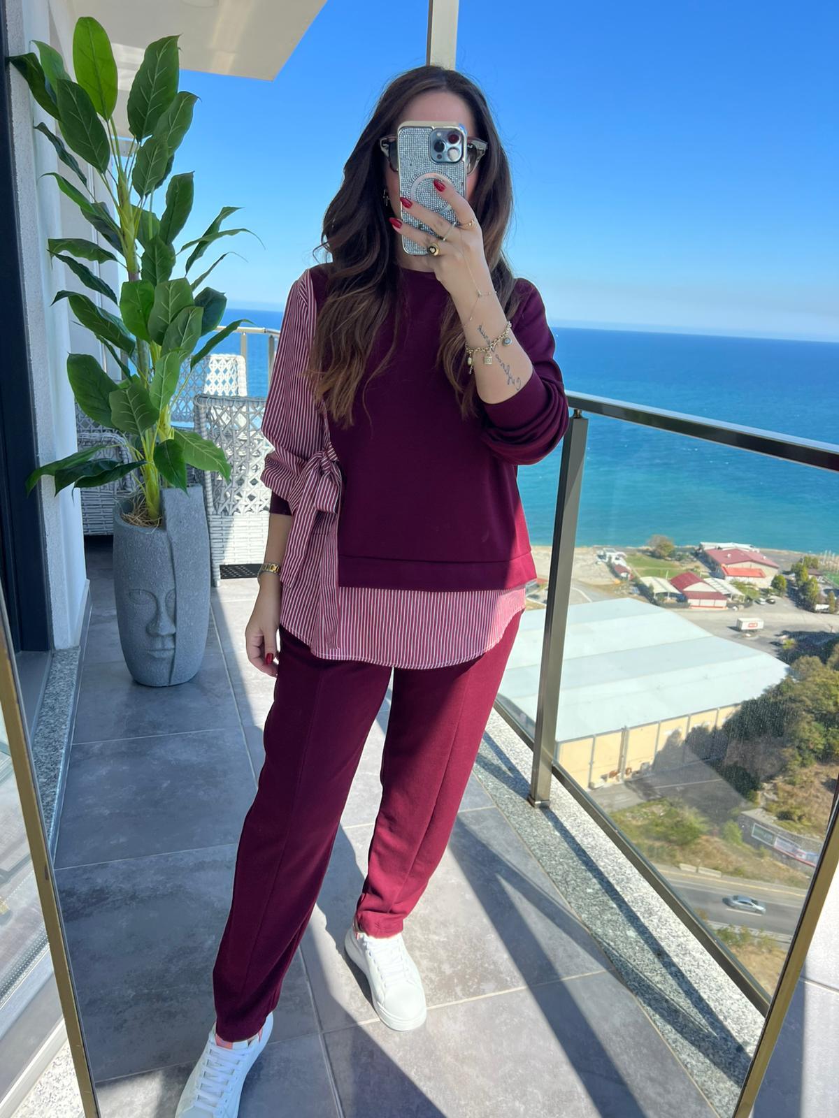 2307 Trikoton Bağlamalı Takım BORDO