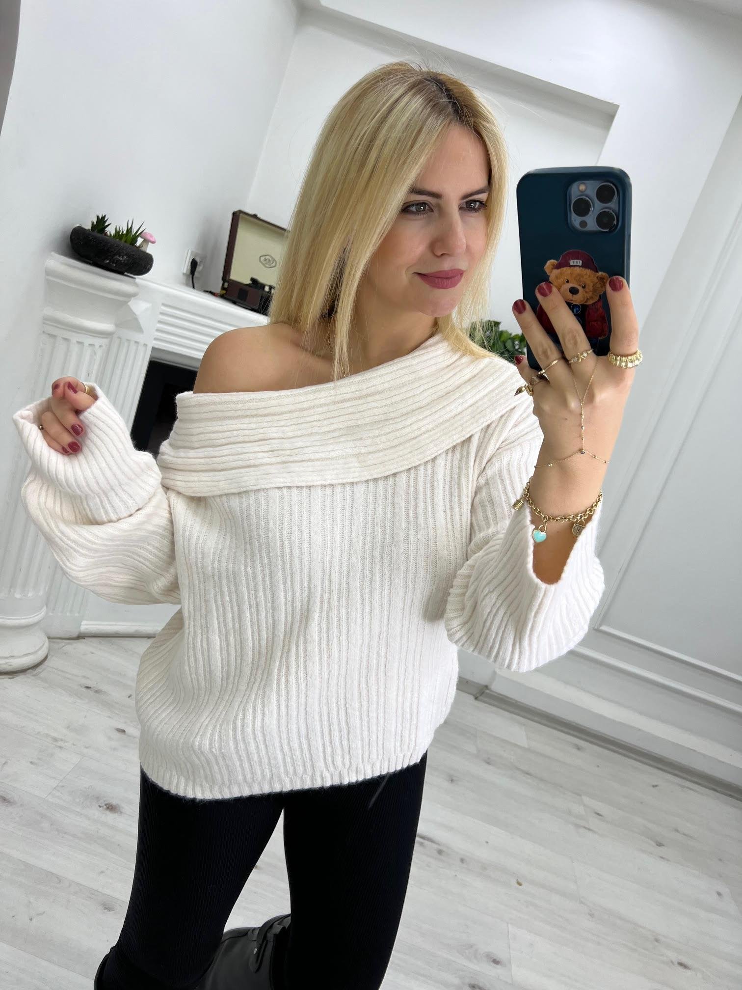 231075 Degaje Yaka Fitilli Kazak KREM