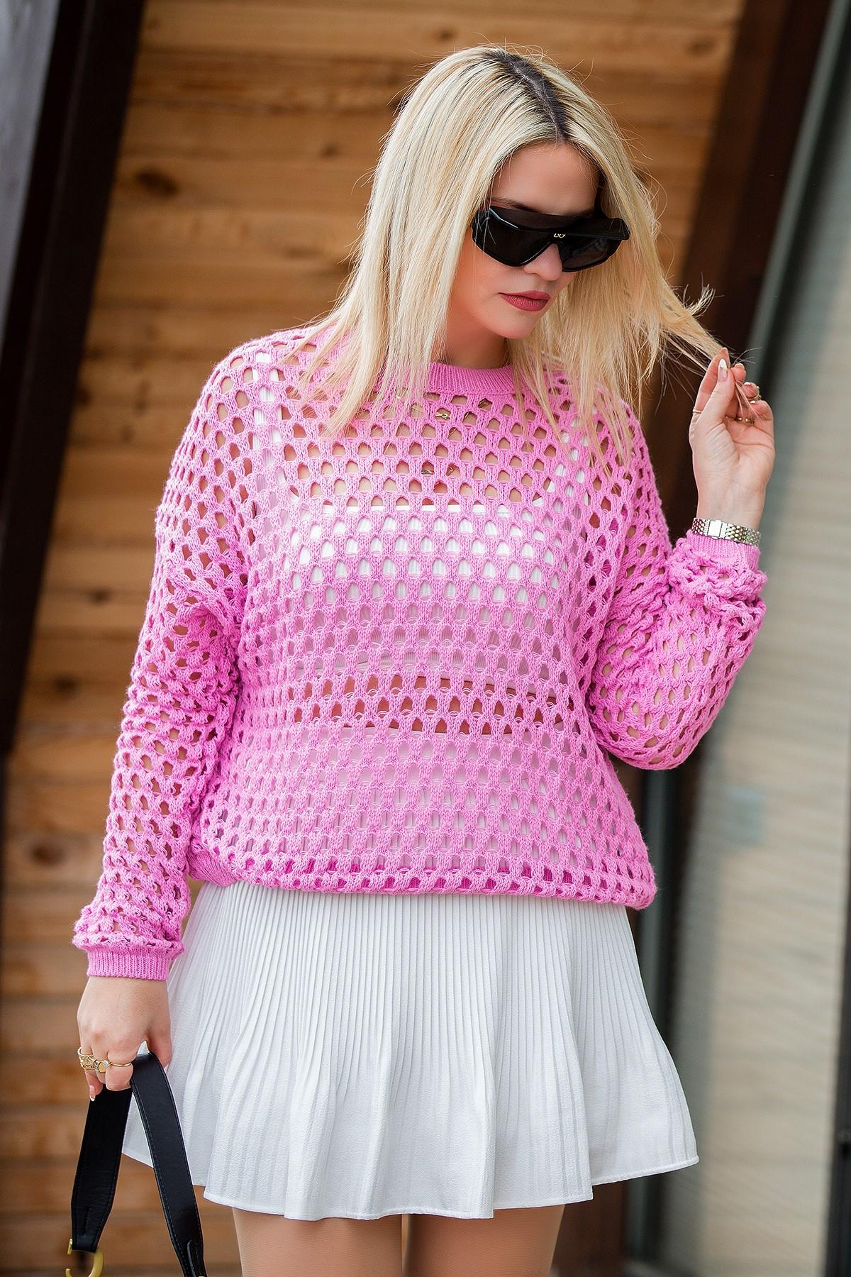 23K190019 File Triko Kazak PEMBE