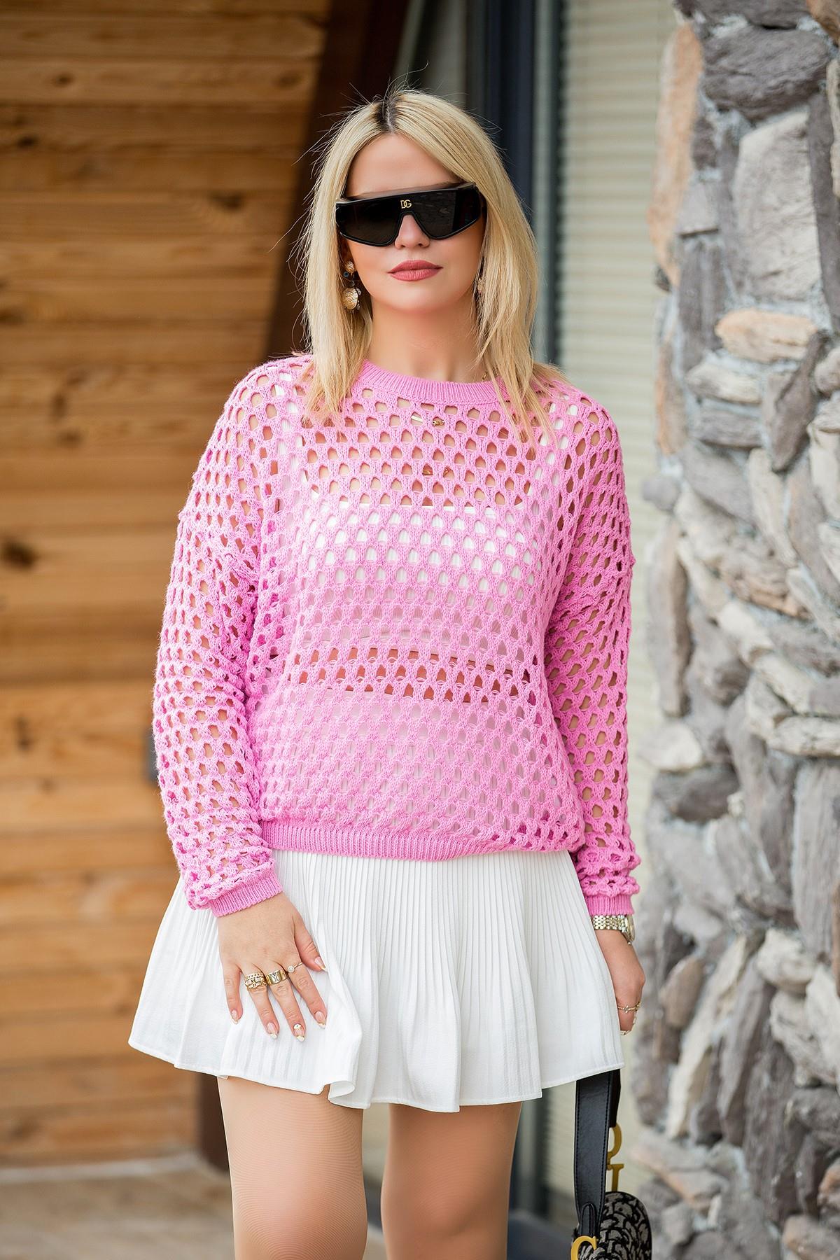 23K190019 File Triko Kazak PEMBE