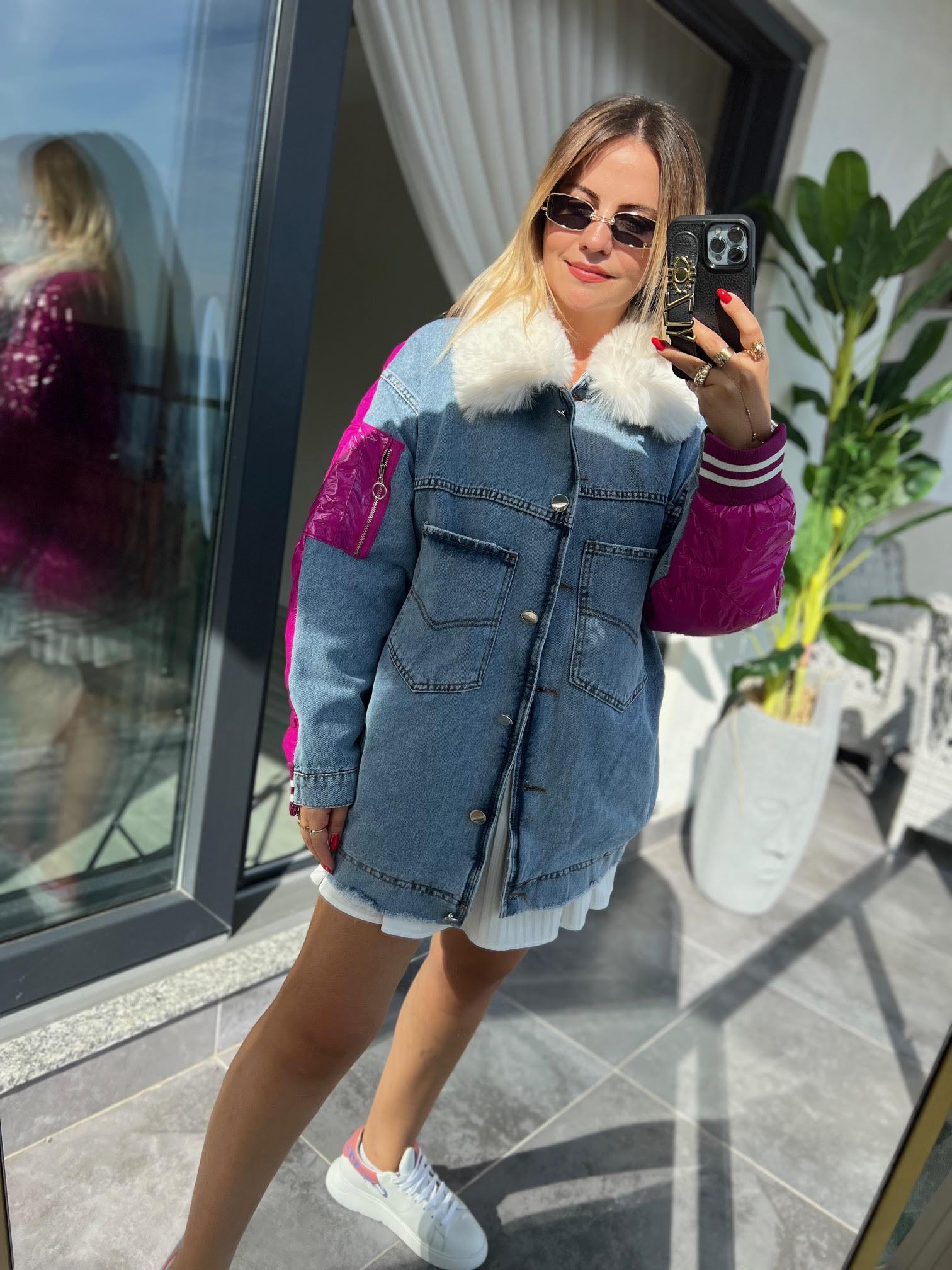 2421 Kot Kapitone Mix Ceket FUŞYA